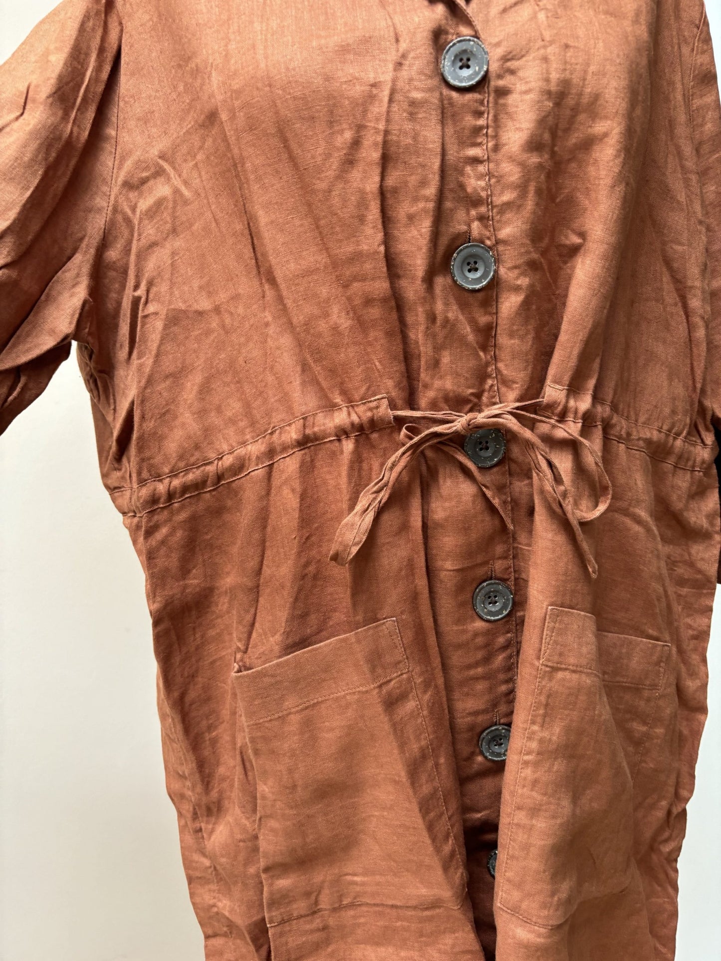 Brown linen tunic dress size 18