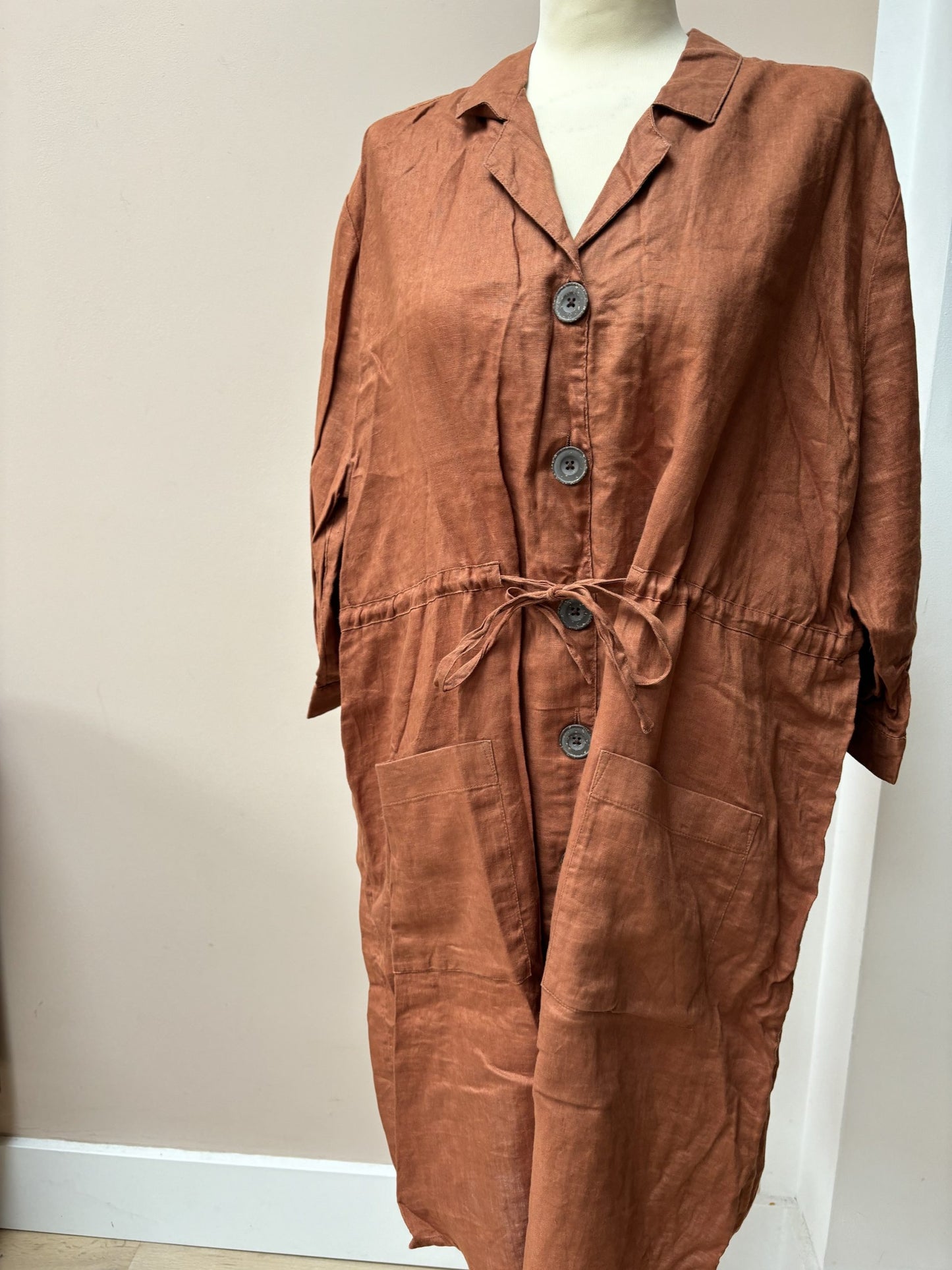 Brown linen tunic dress size 18