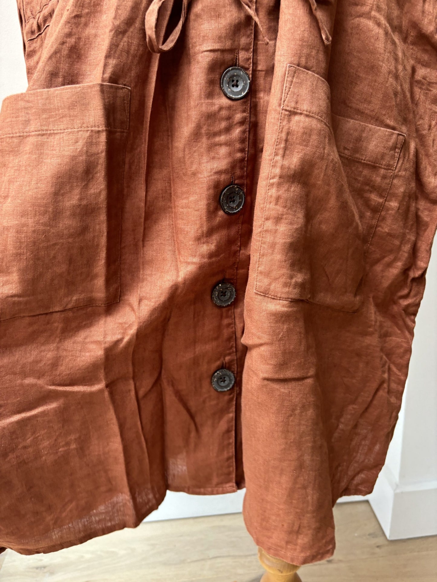 Brown linen tunic dress size 18