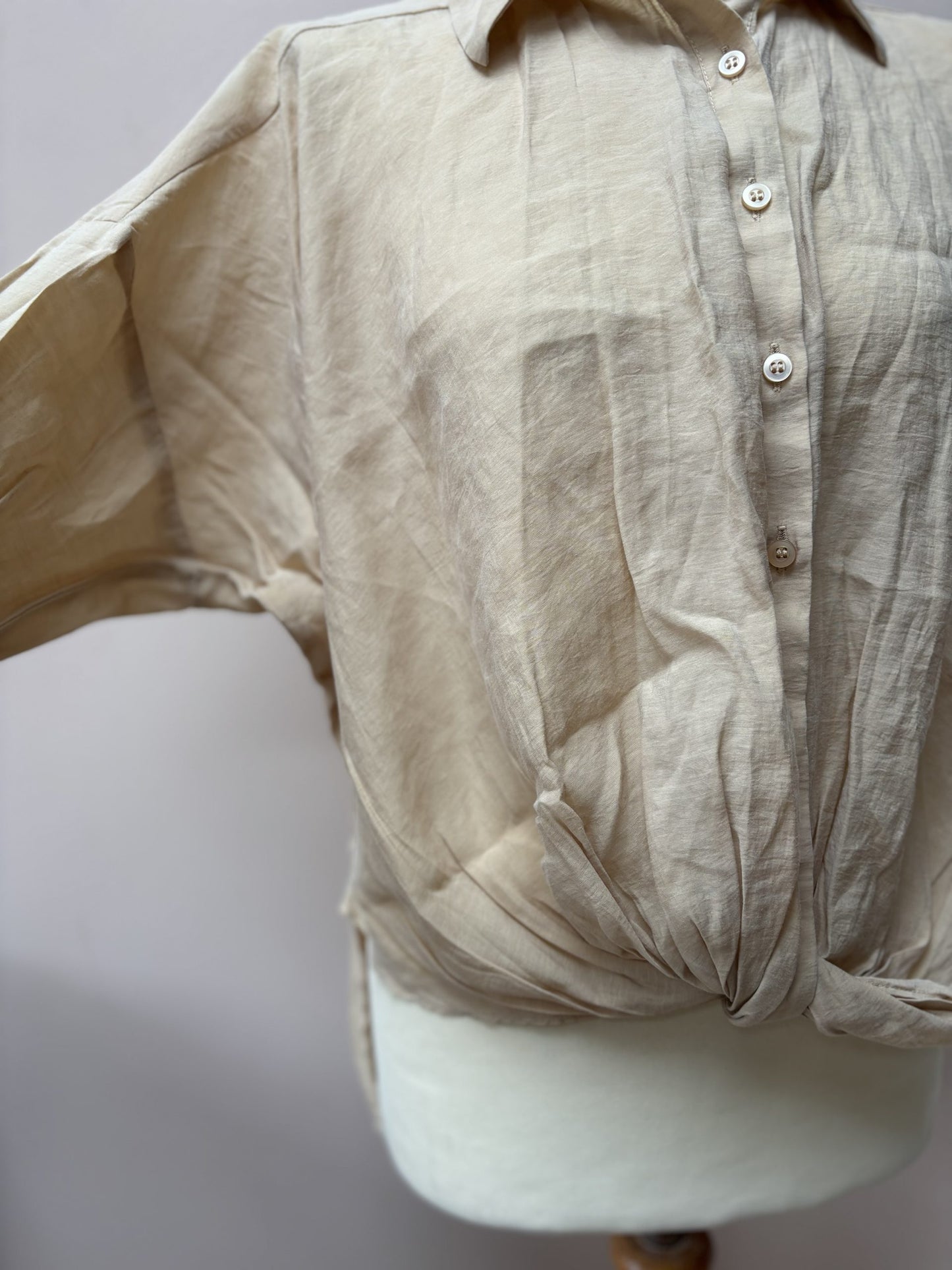 Lyocell mix beige shirt size UK8