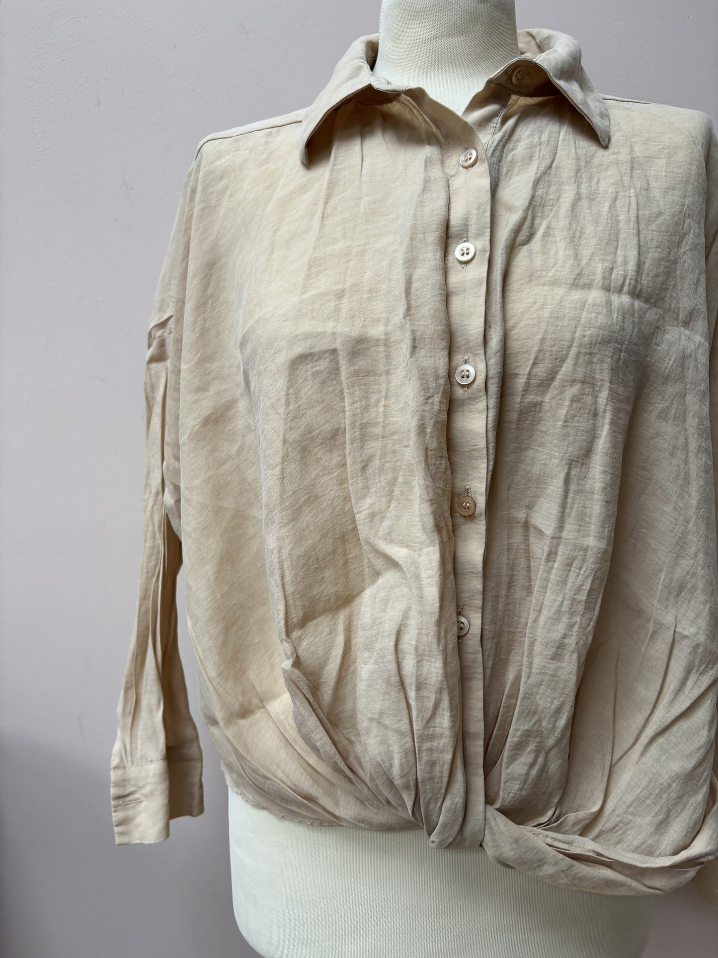 Lyocell mix beige shirt size UK8