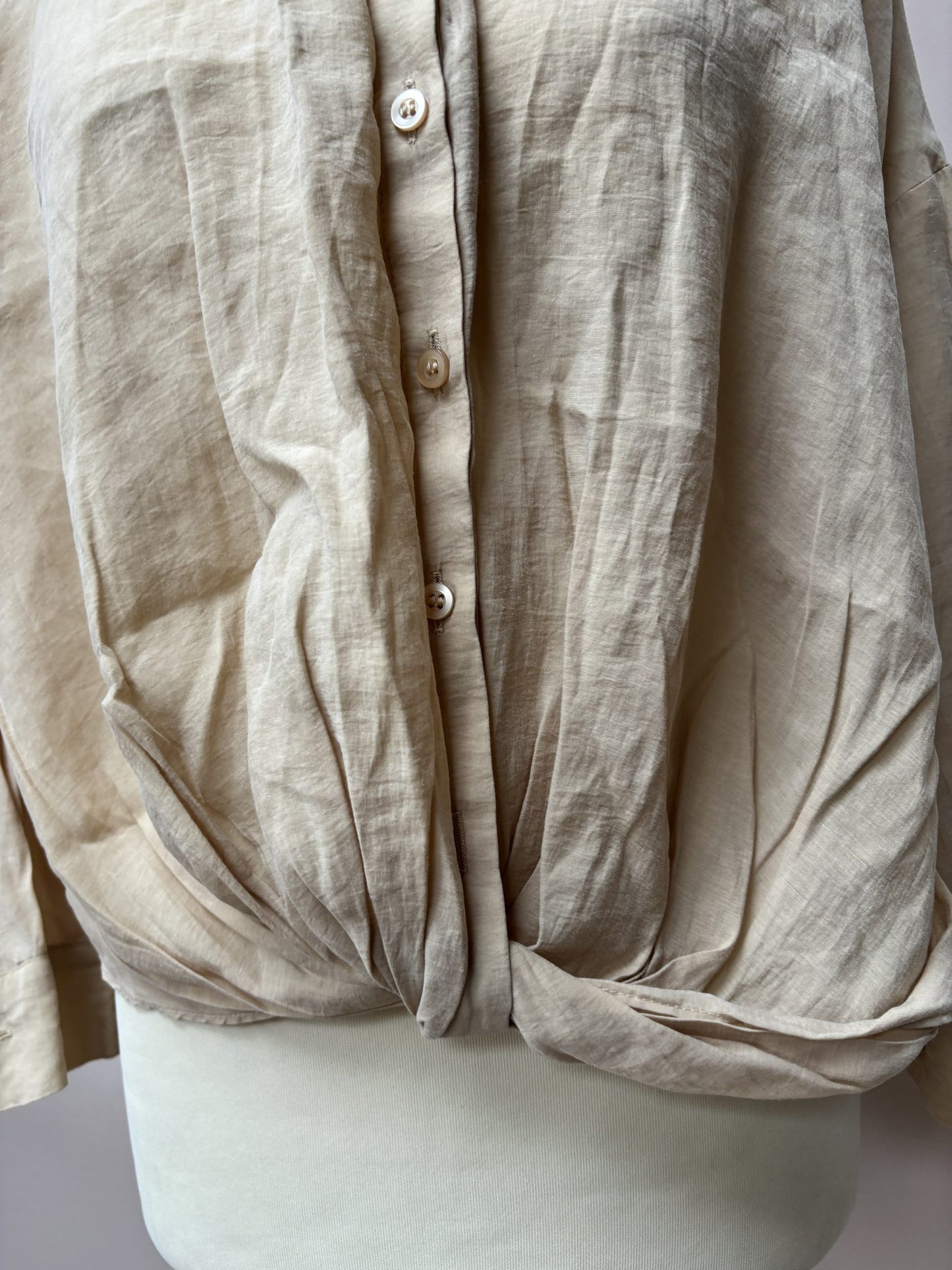 Lyocell mix beige shirt size UK8