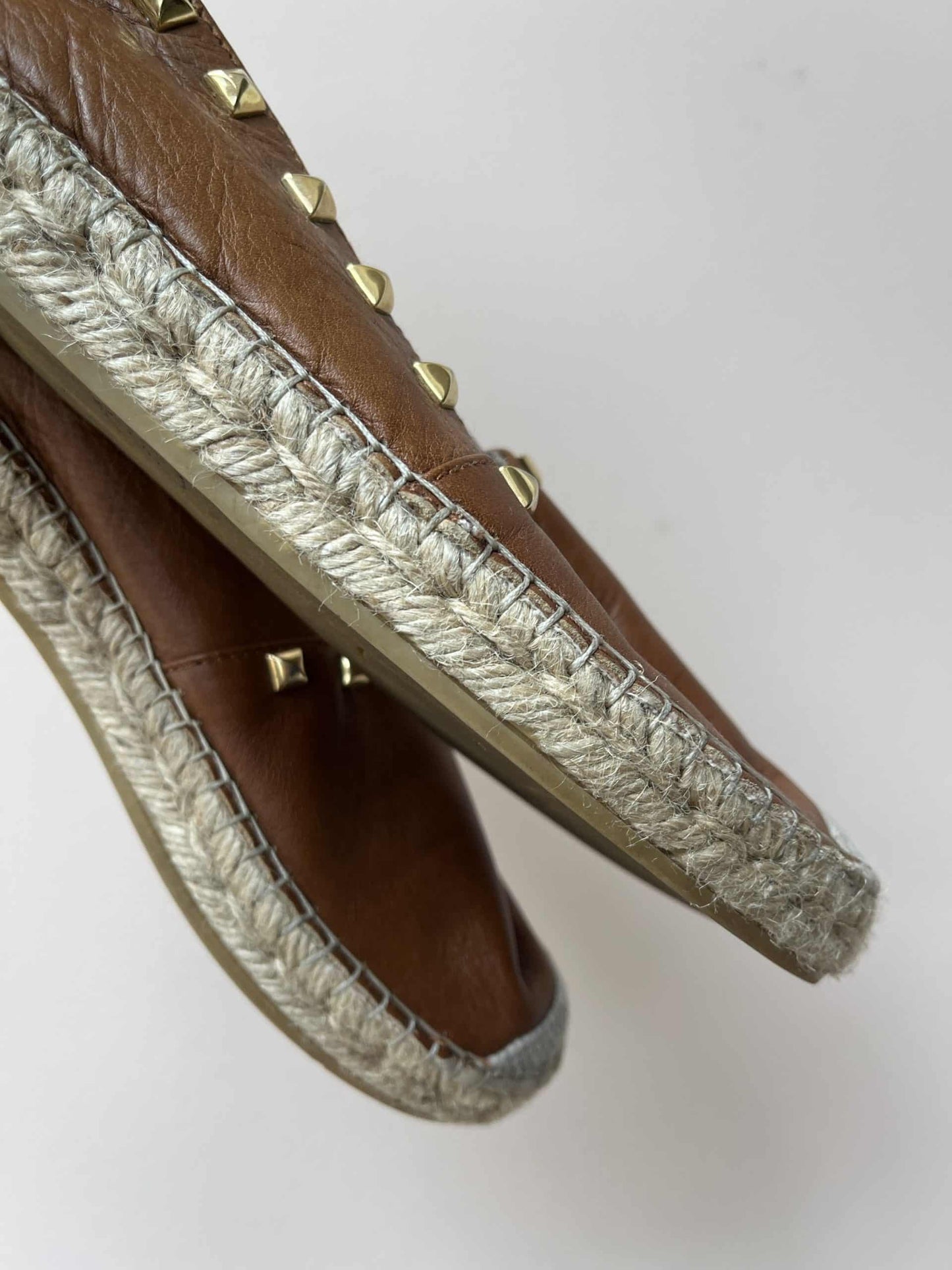 Brown leather gold studded shoes uk6