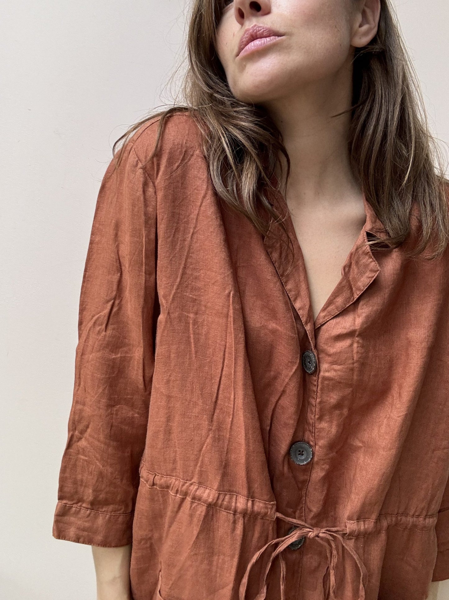 Brown linen tunic dress size 18