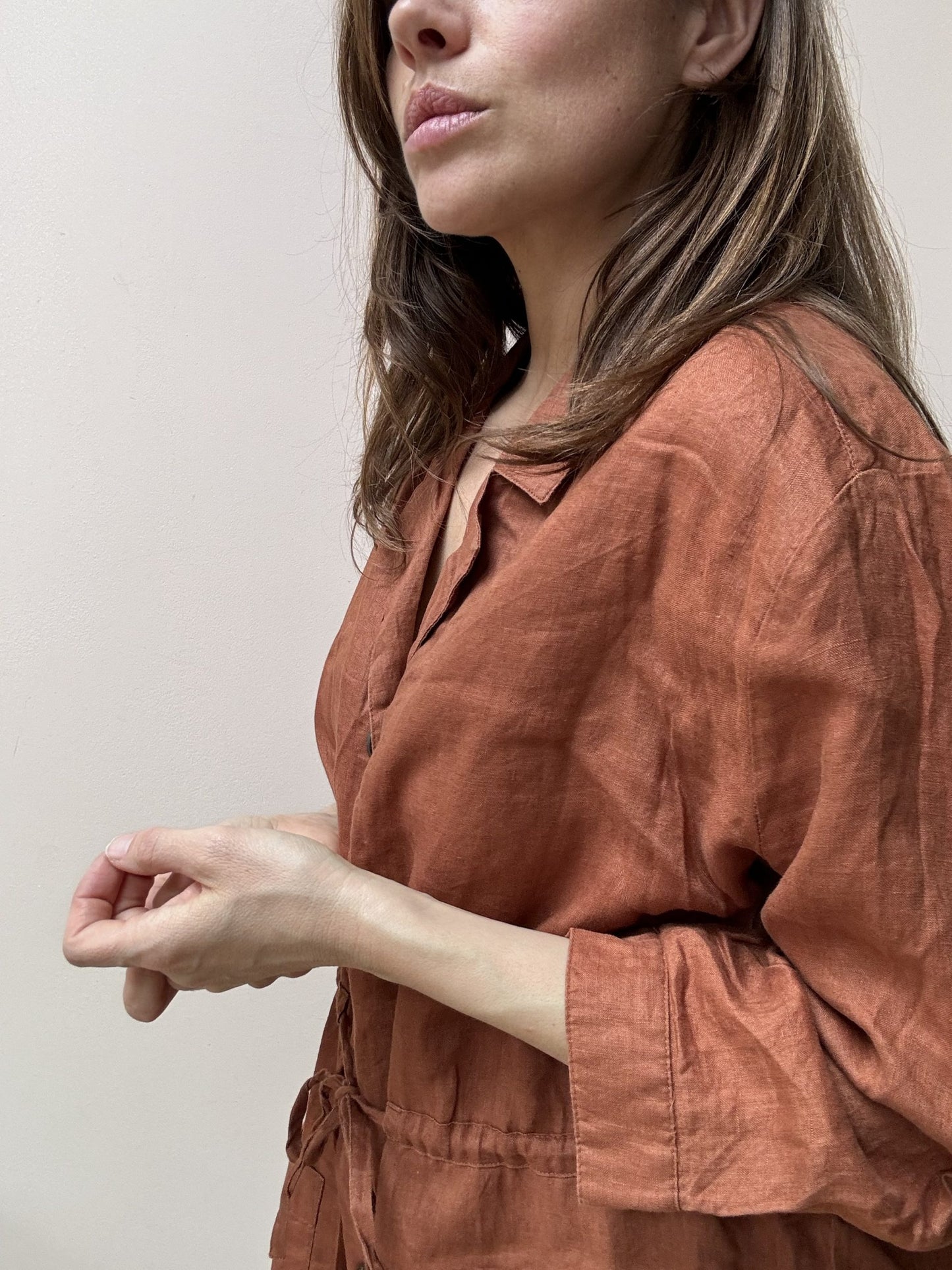 Brown linen tunic dress size 18