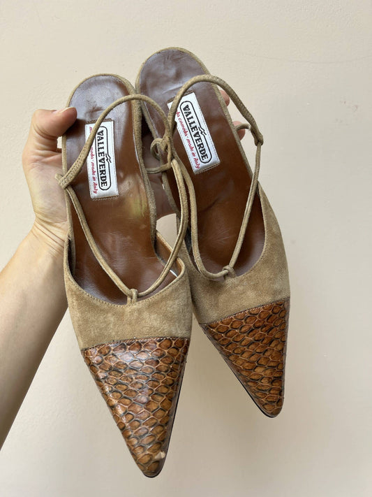 Leather sling back heels size uk5