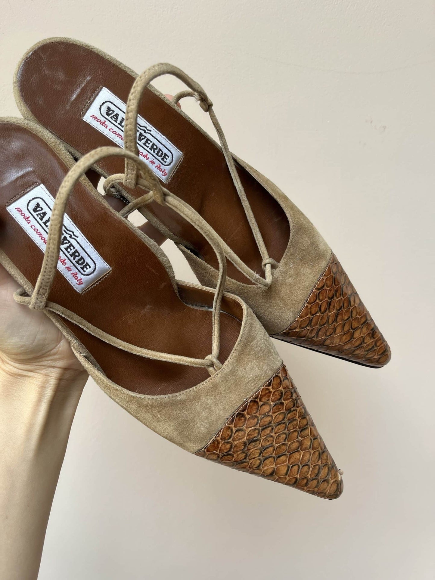 Leather sling back heels size uk5