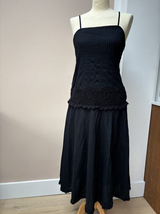 Vintage black dress 100% cotton size 10/12