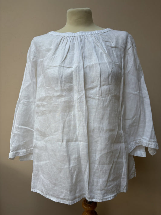 White linen top size 12