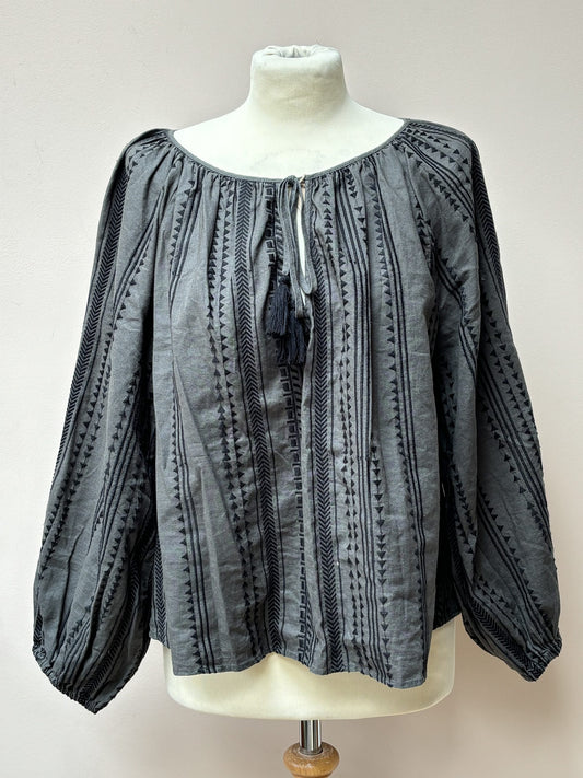 Green cotton embroidered top size 12-16