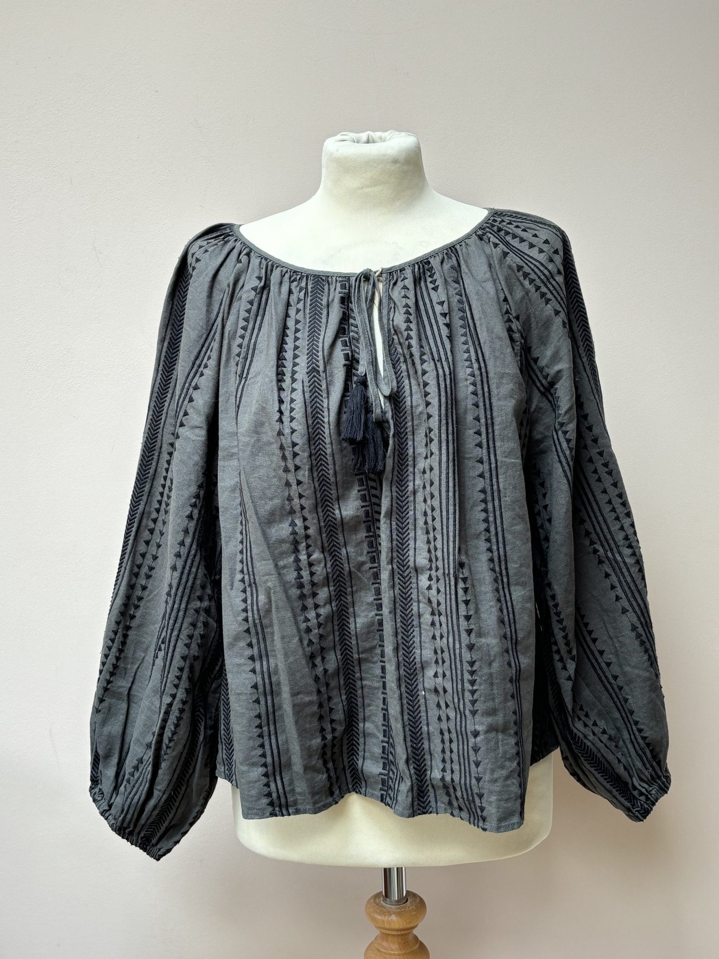 Green cotton embroidered top size 12-16