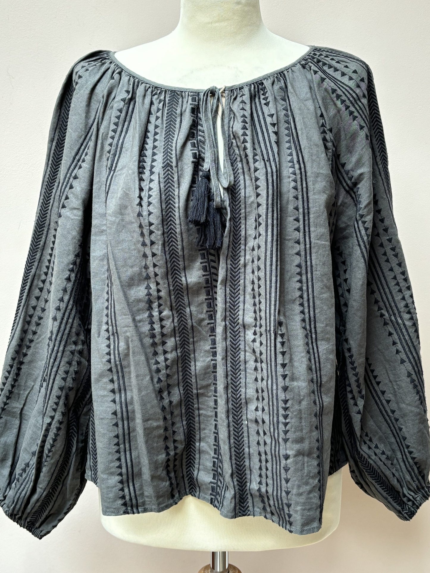 Green cotton embroidered top size 12-16