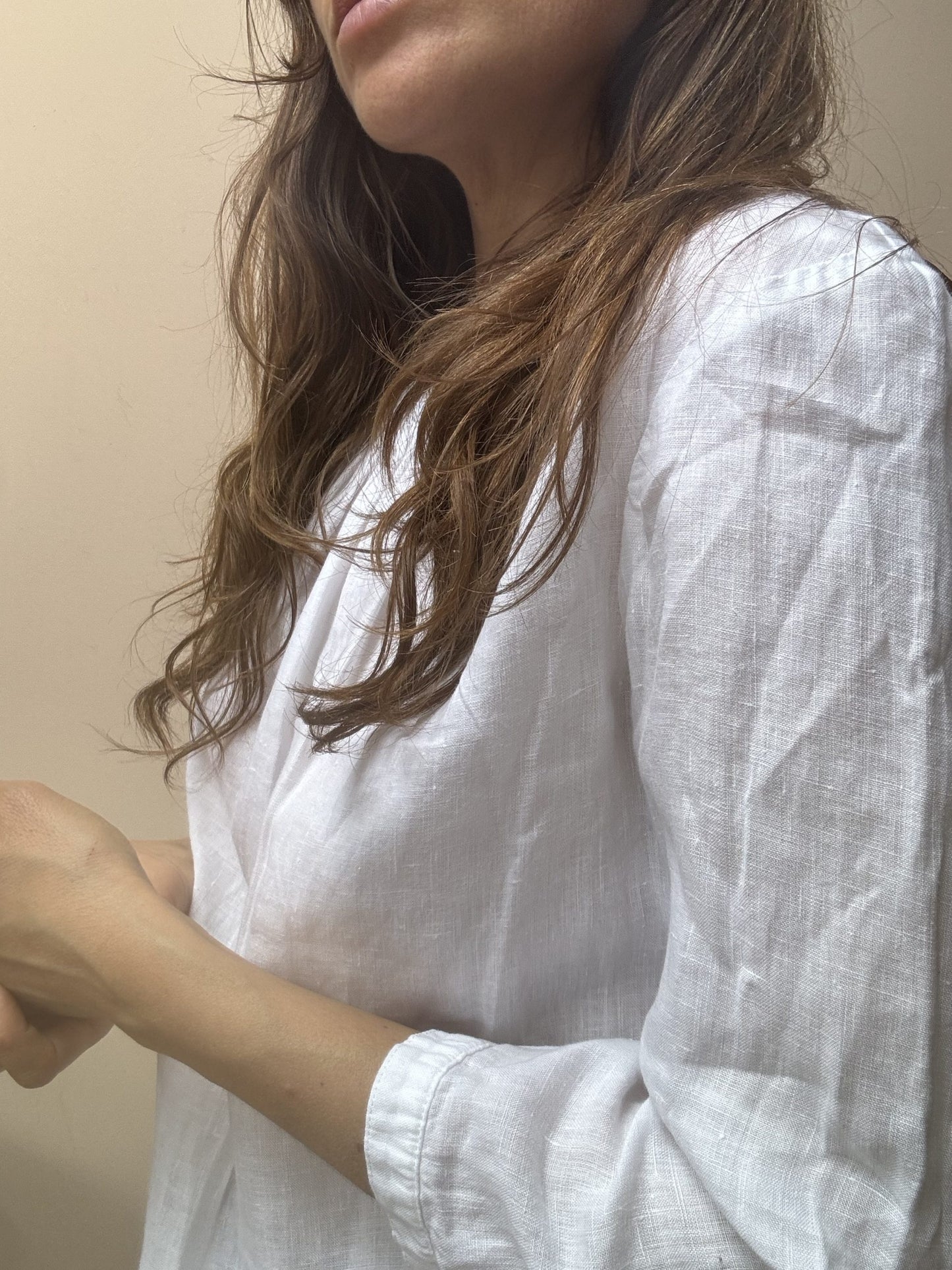 White linen top size 12