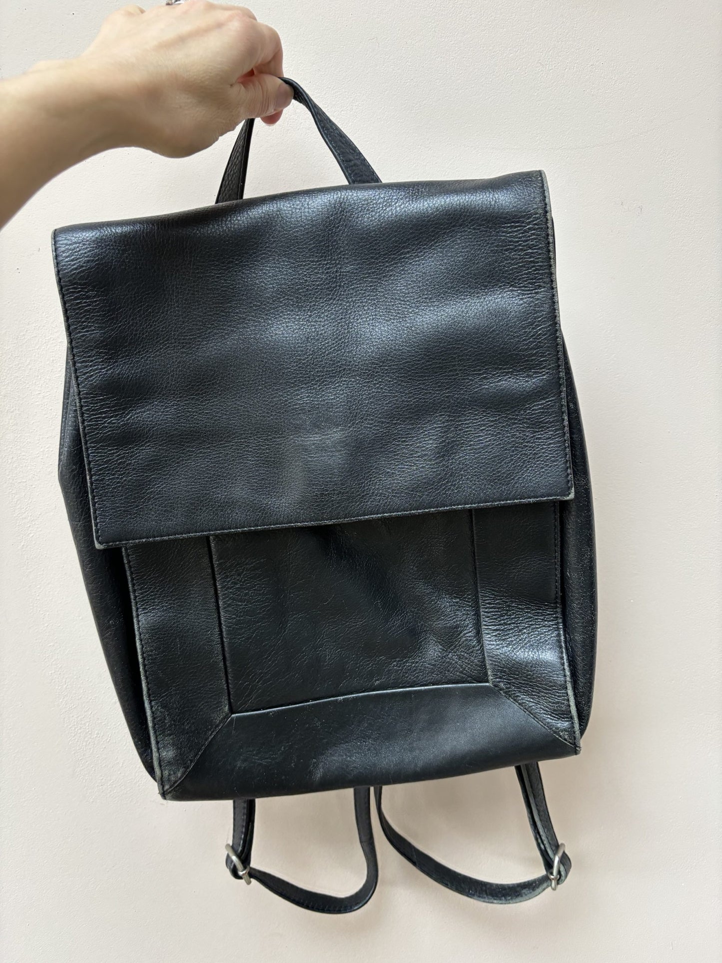 Black leather rucksack