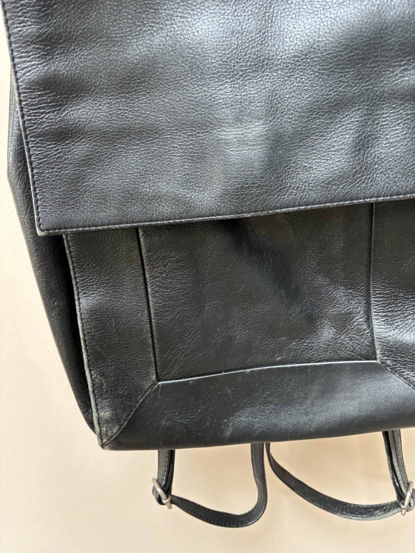 Black leather rucksack