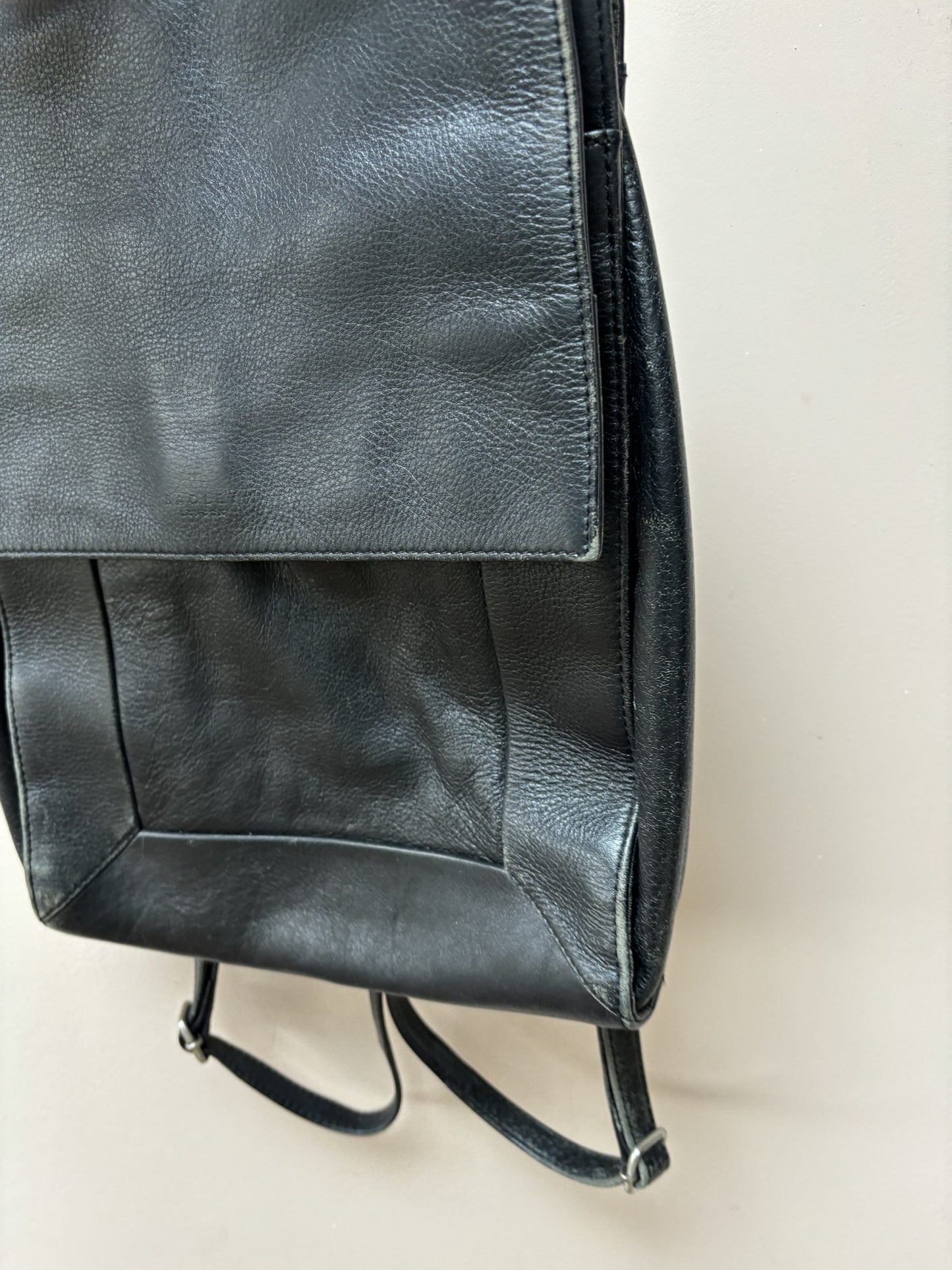 Black leather rucksack