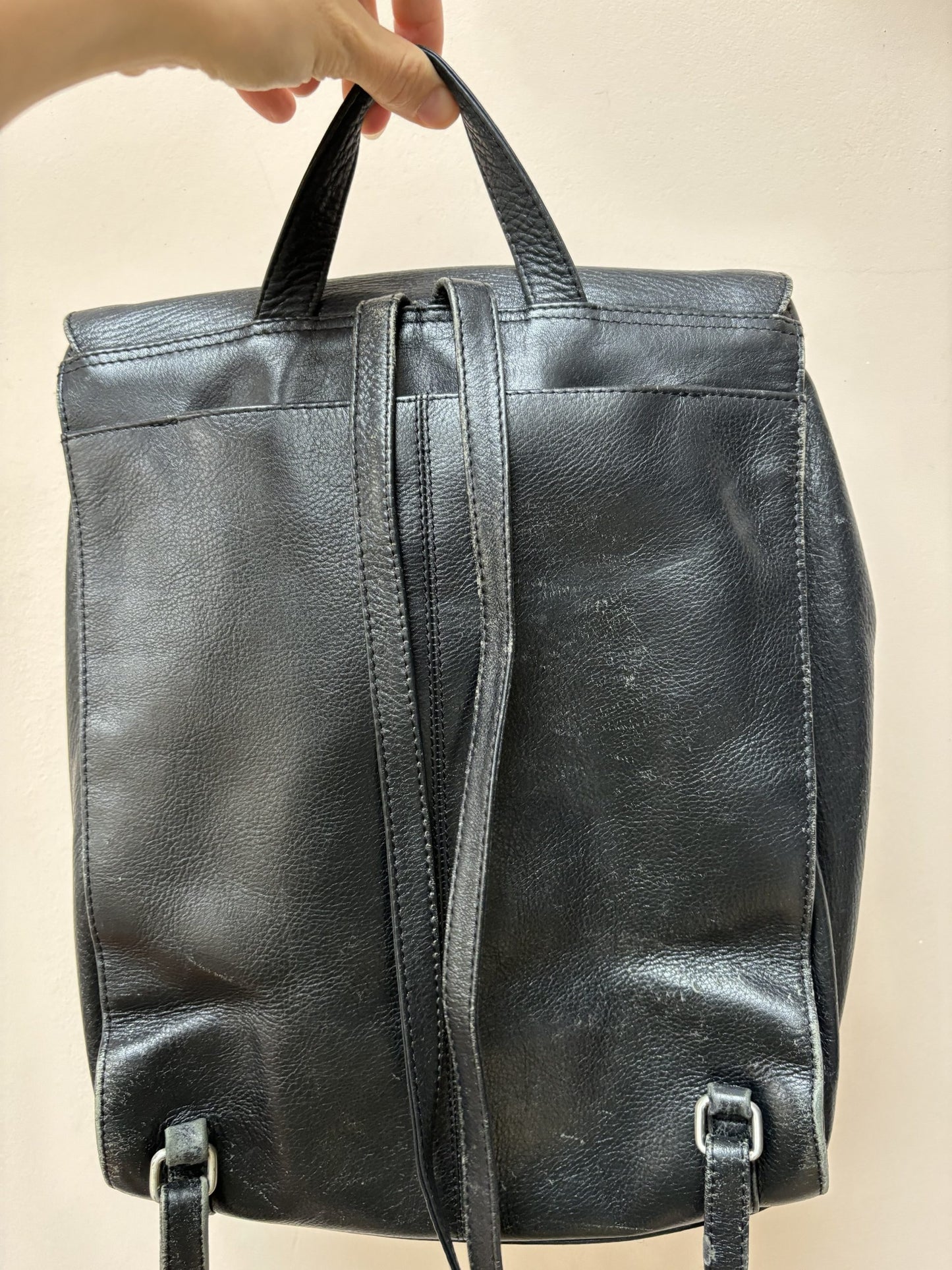 Black leather rucksack