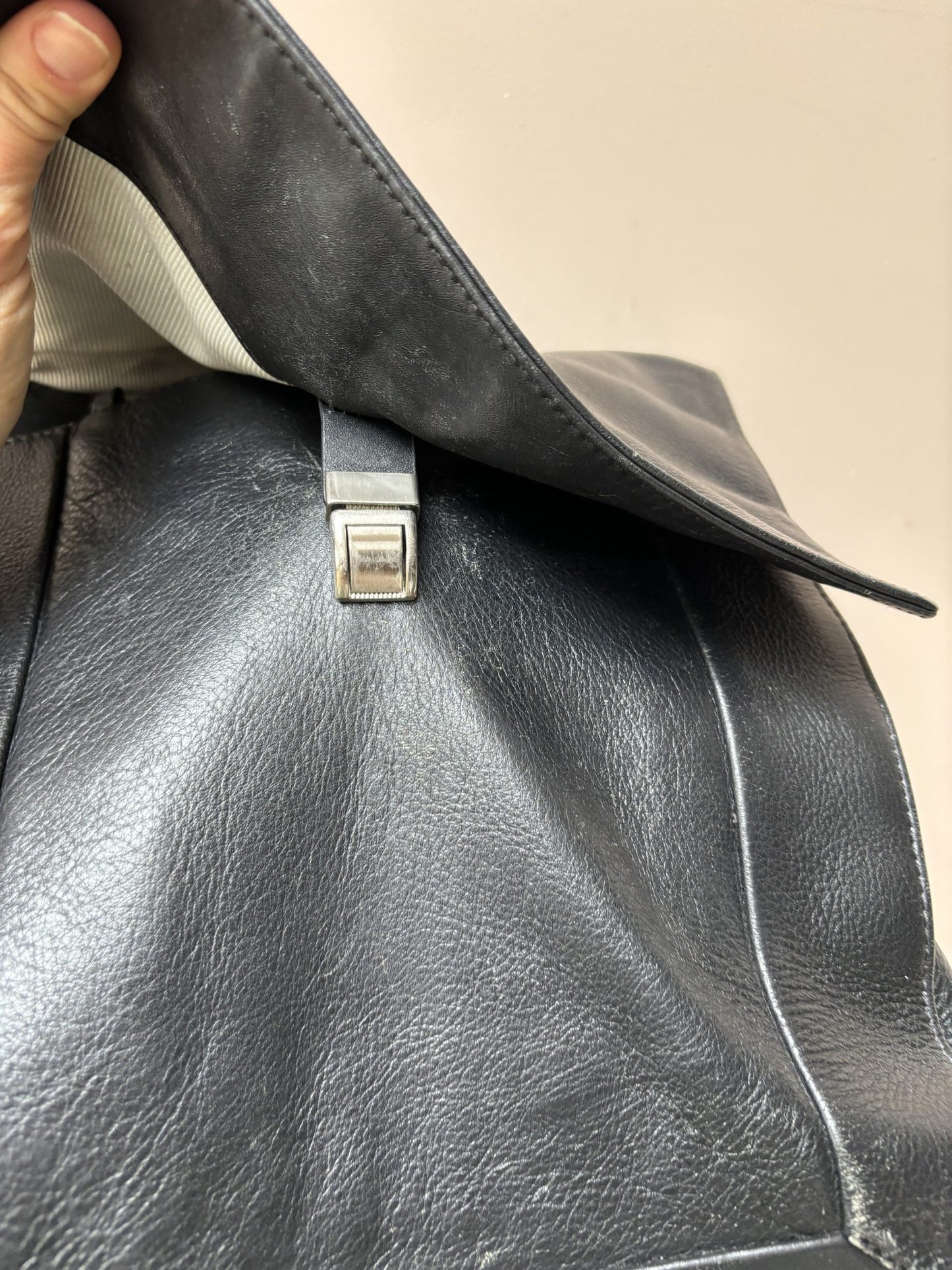 Black leather rucksack