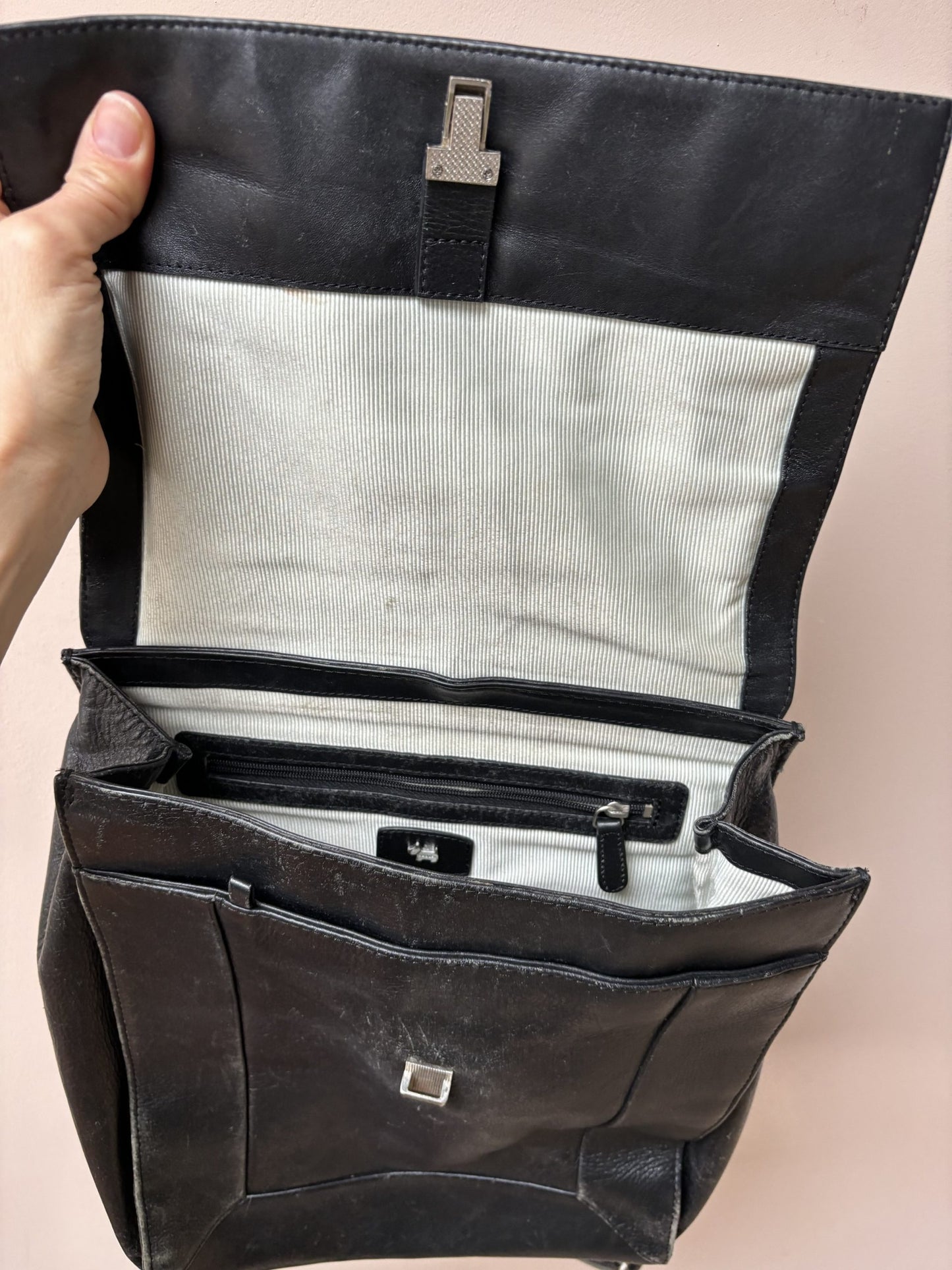 Black leather rucksack