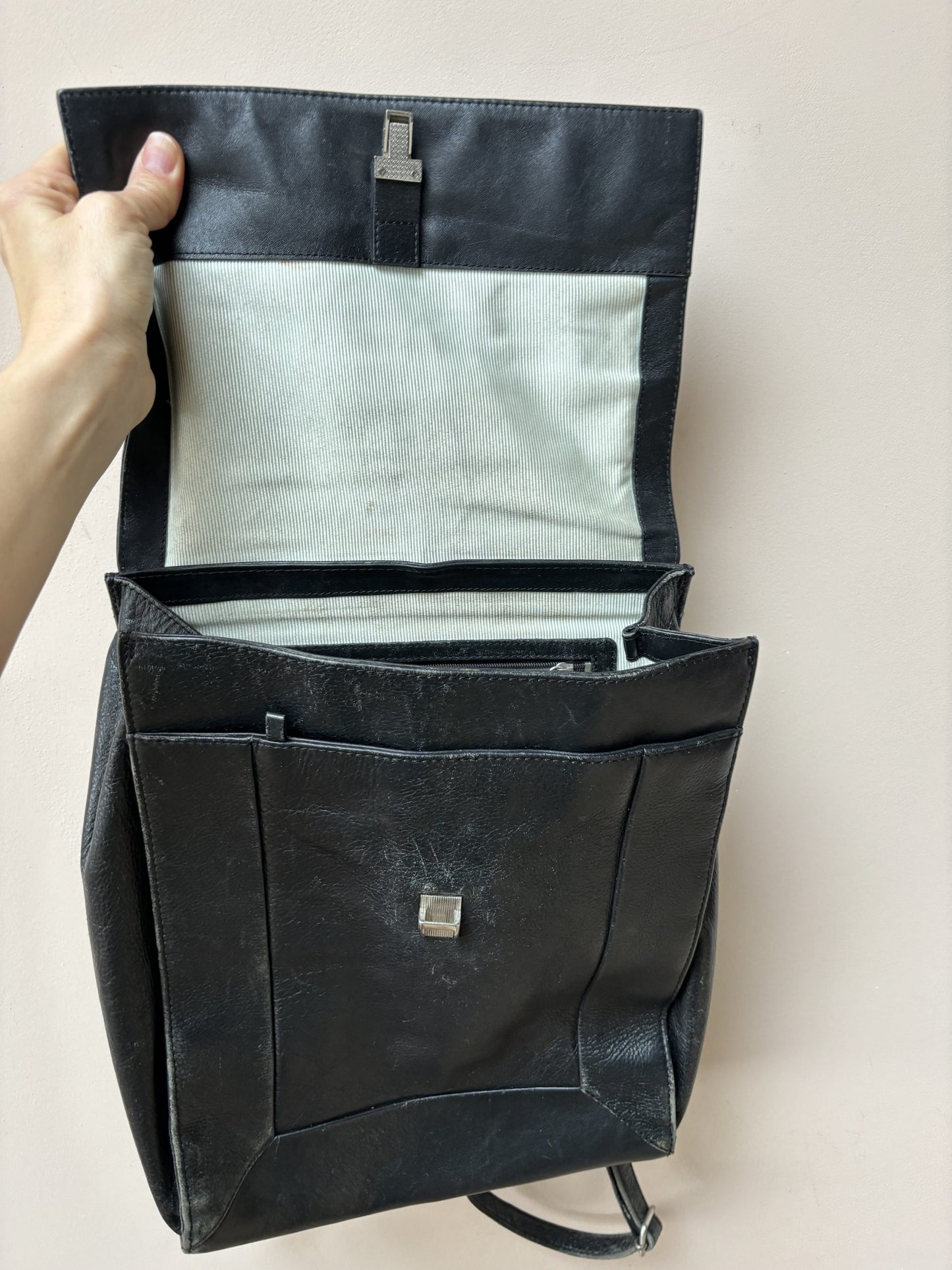 Black leather rucksack