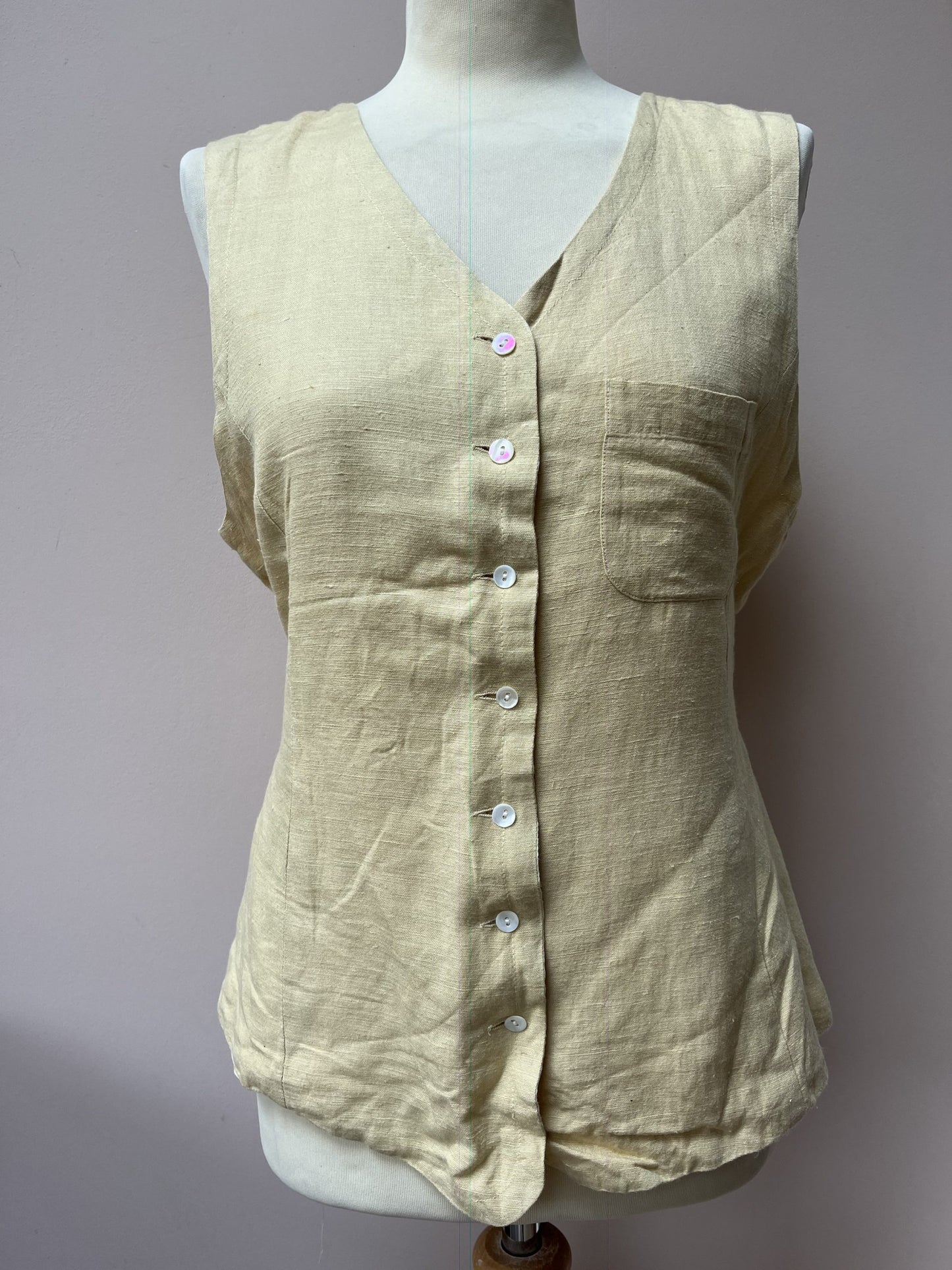 Vintage cotton linen waistcoat size 8/10