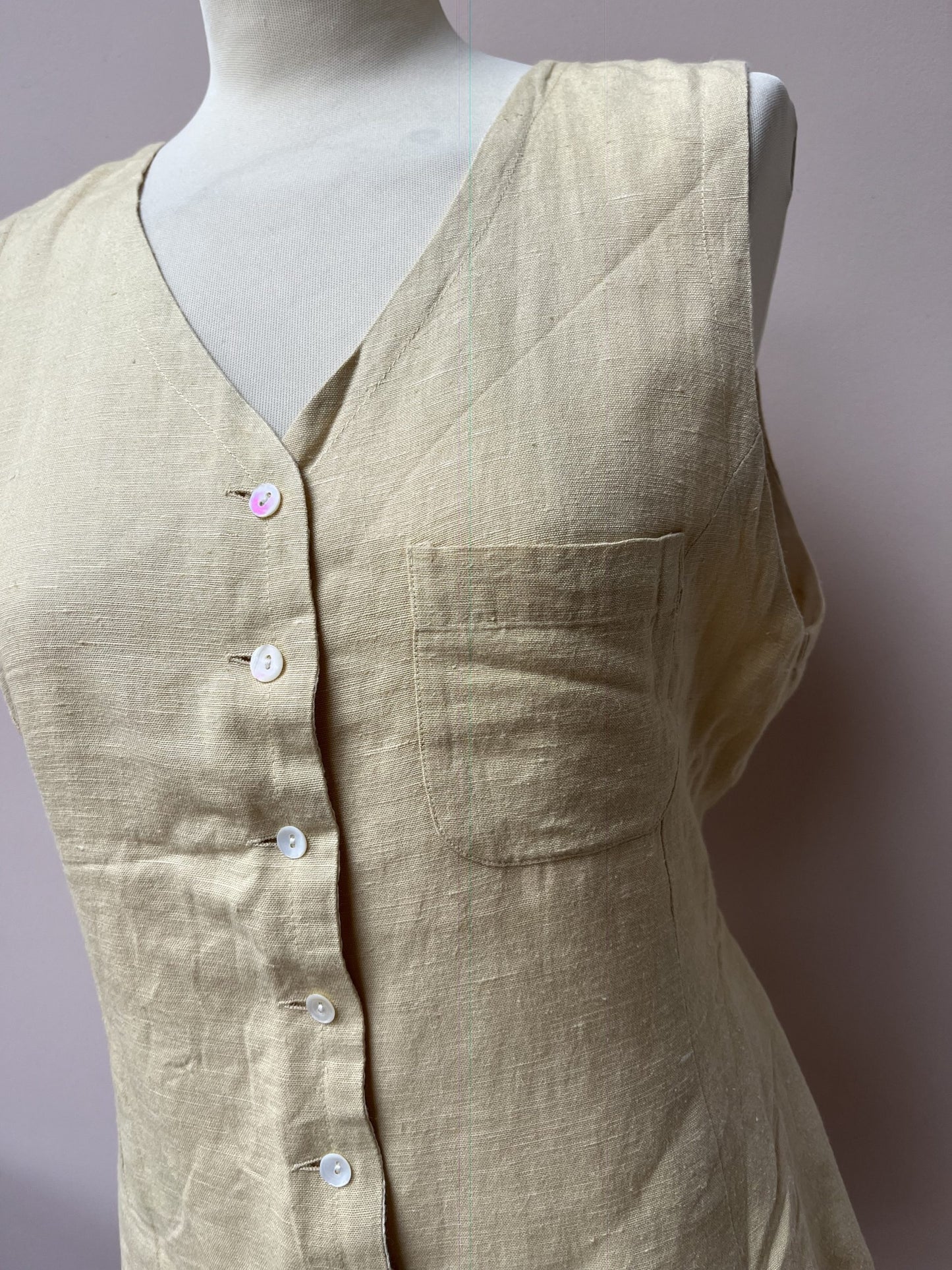 Vintage cotton linen waistcoat size 8/10