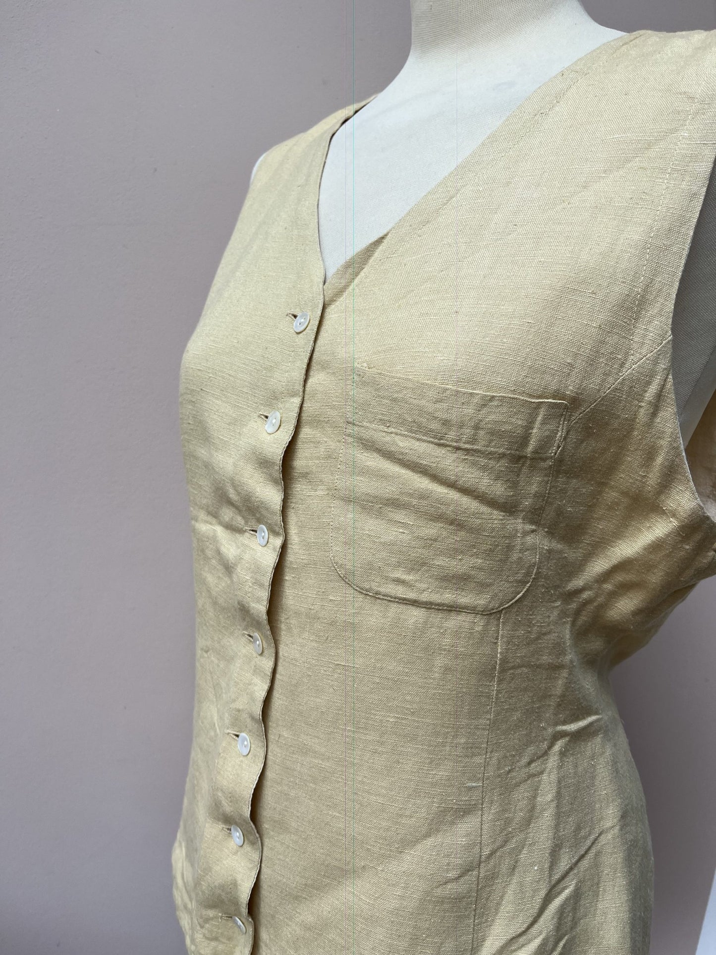 Vintage cotton linen waistcoat size 8/10