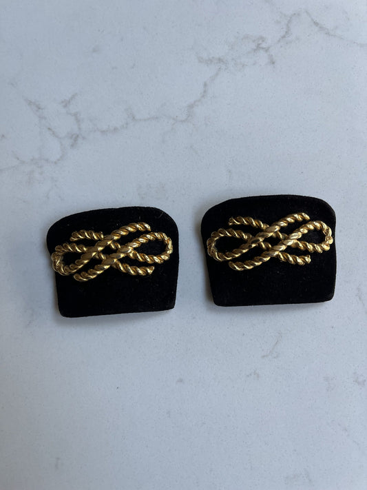 Black leather gold buckle shoe fronts