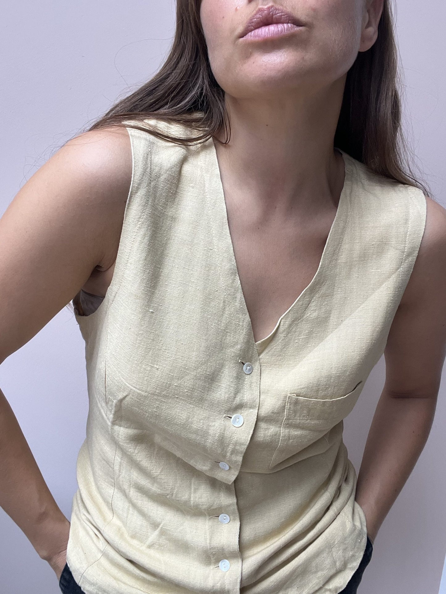 Vintage cotton linen waistcoat size 8/10