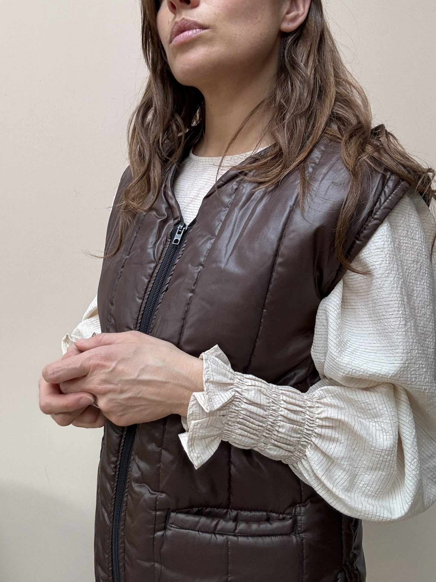 Vintage brown quilted waistcoat size M/L