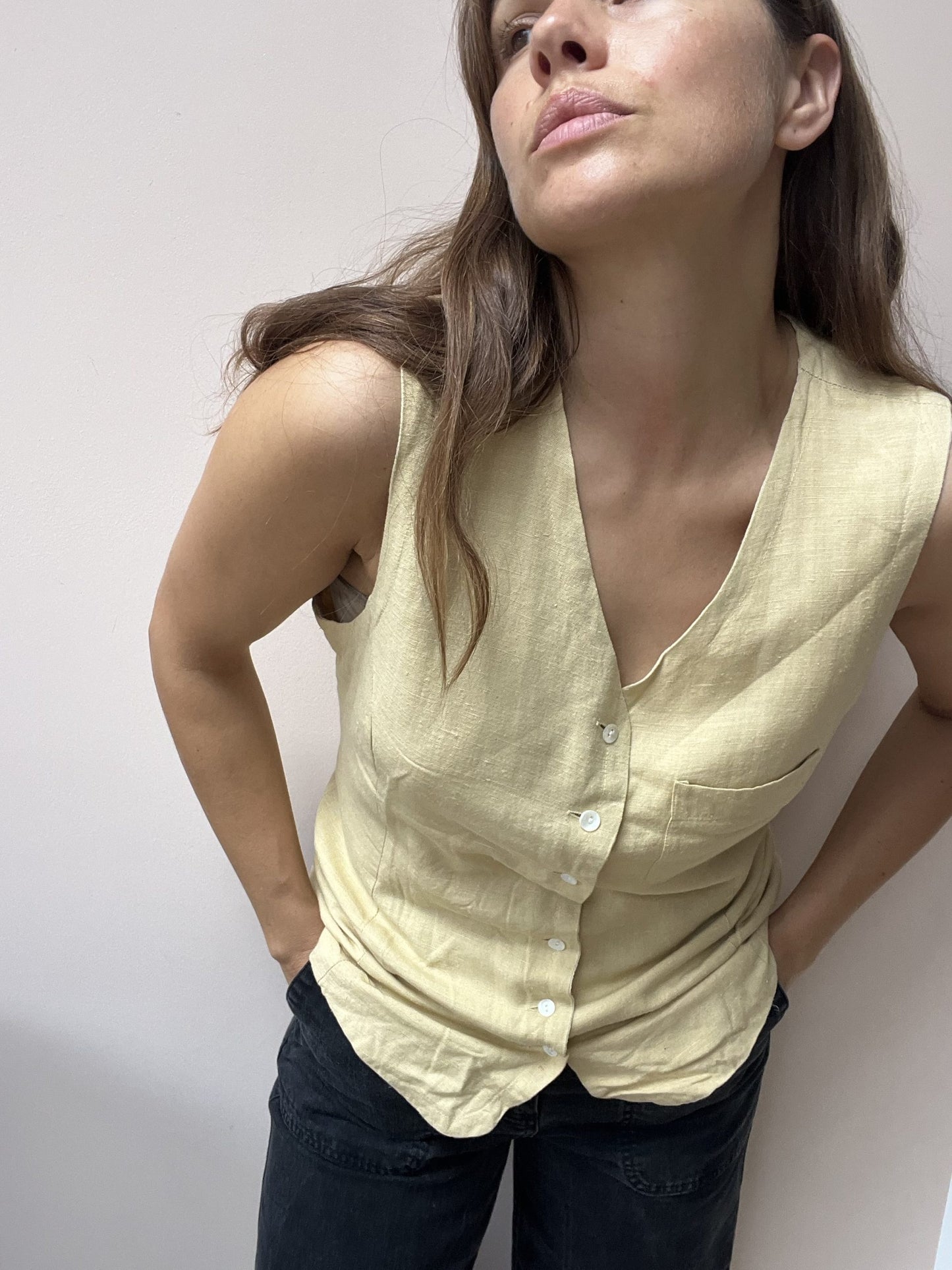 Vintage cotton linen waistcoat size 8/10