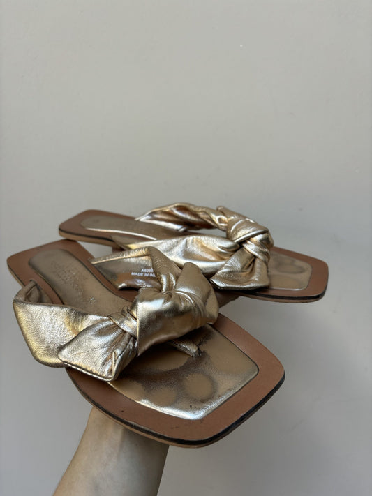 Bronze leather bow sandals size UK5