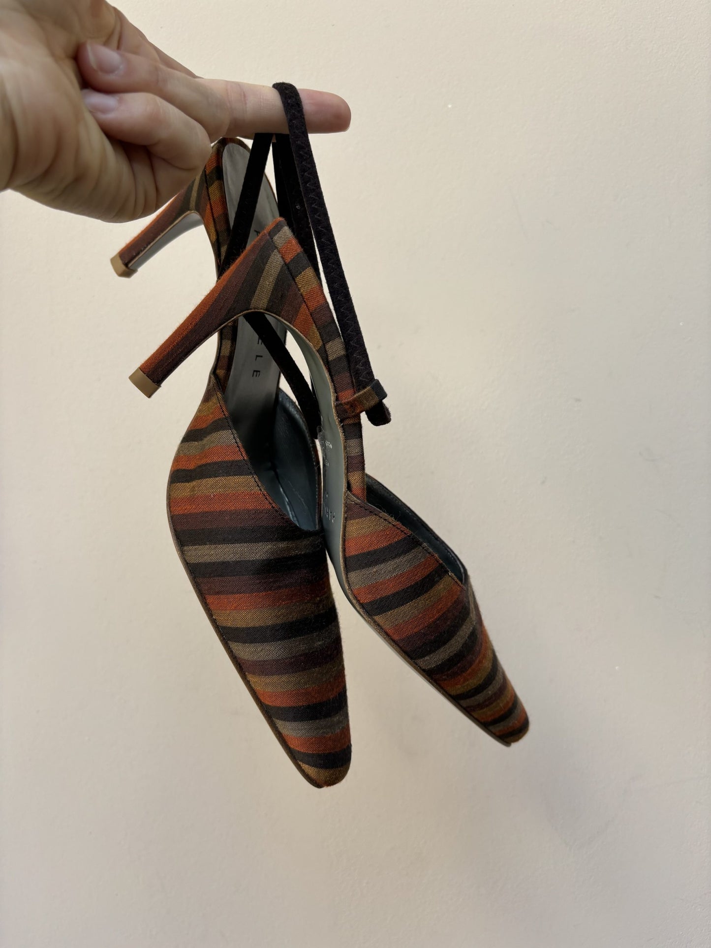 Vintage striped leather heels size UK4.5