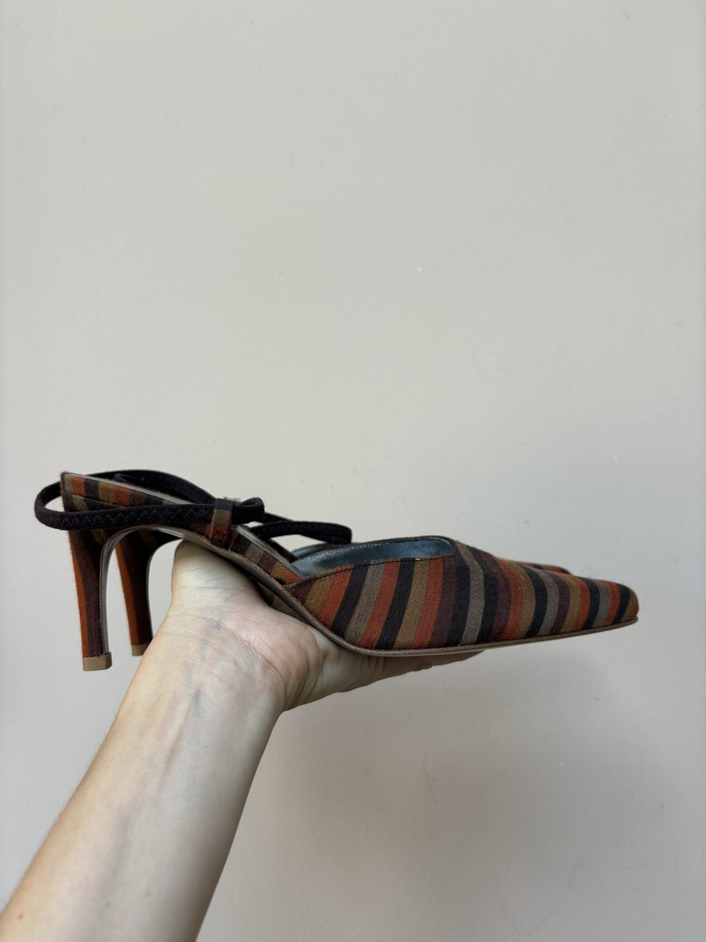 Vintage striped leather heels size UK4.5