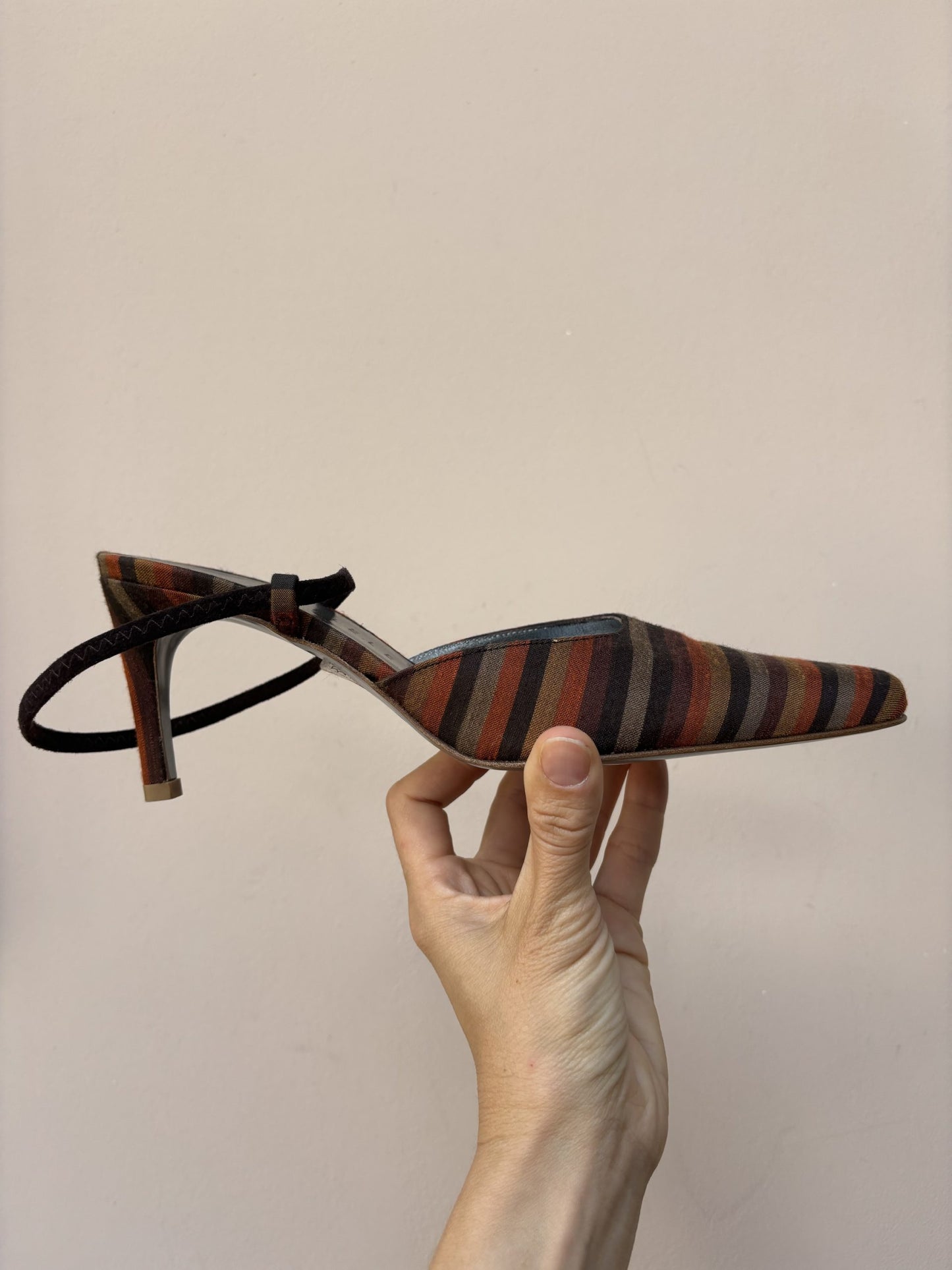 Vintage striped leather heels size UK4.5