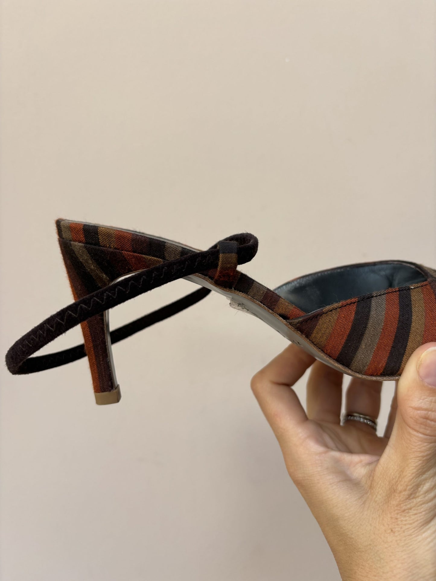 Vintage striped leather heels size UK4.5