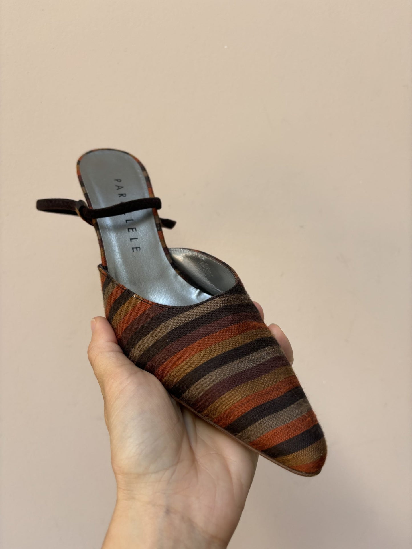 Vintage striped leather heels size UK4.5