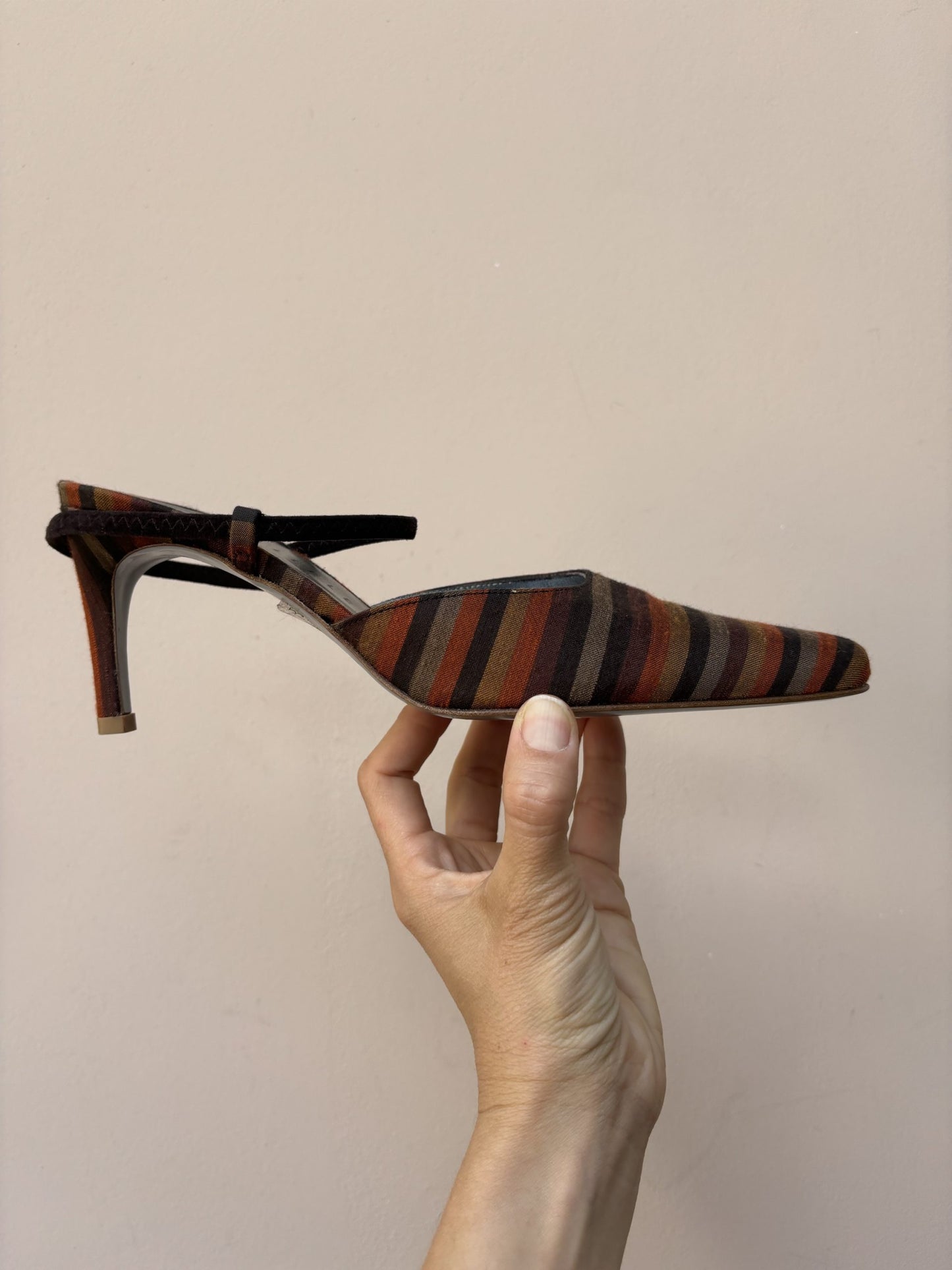 Vintage striped leather heels size UK4.5