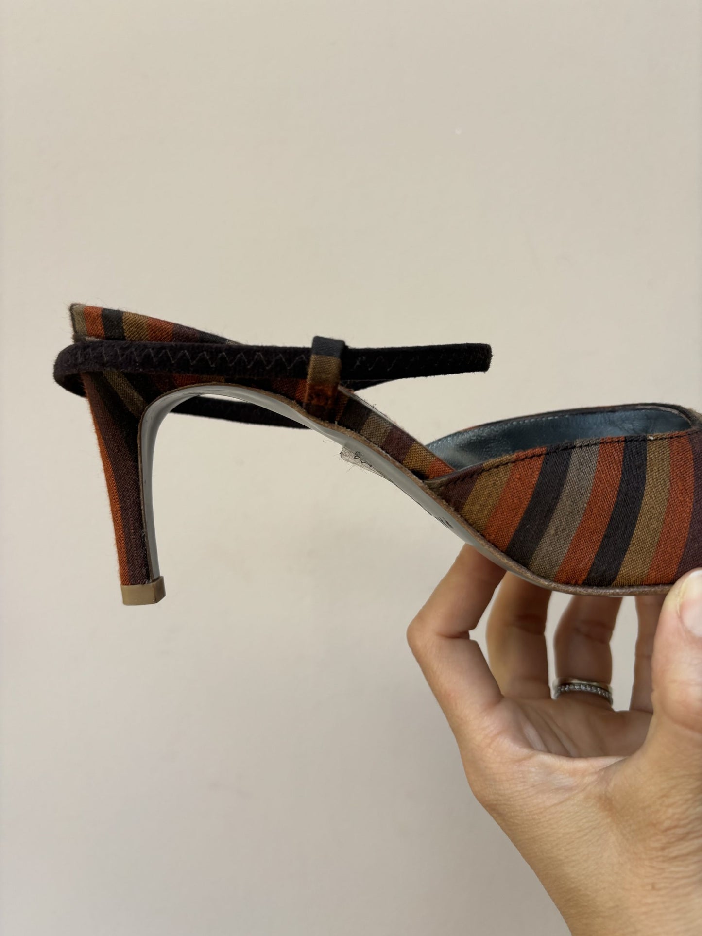 Vintage striped leather heels size UK4.5