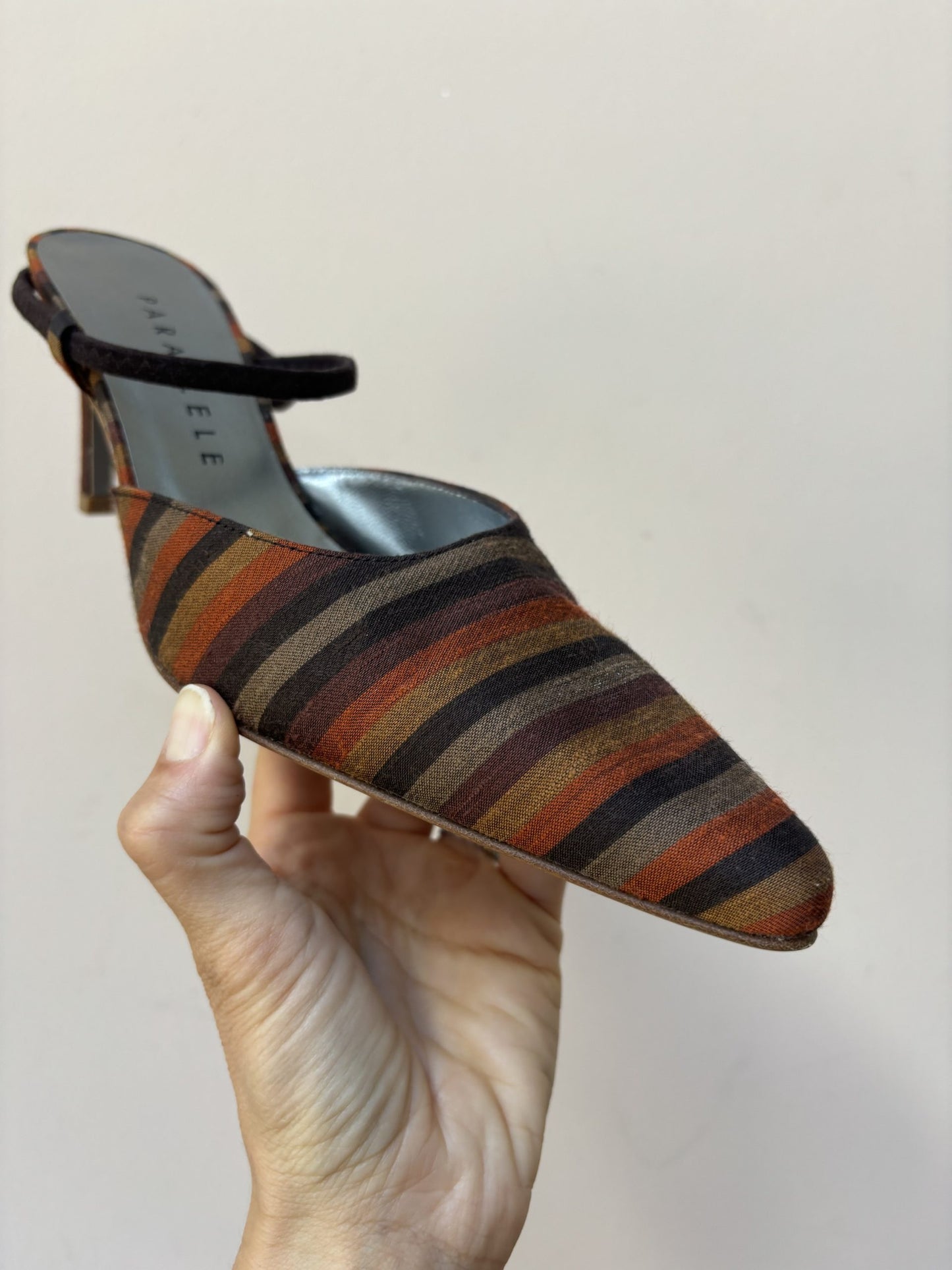 Vintage striped leather heels size UK4.5