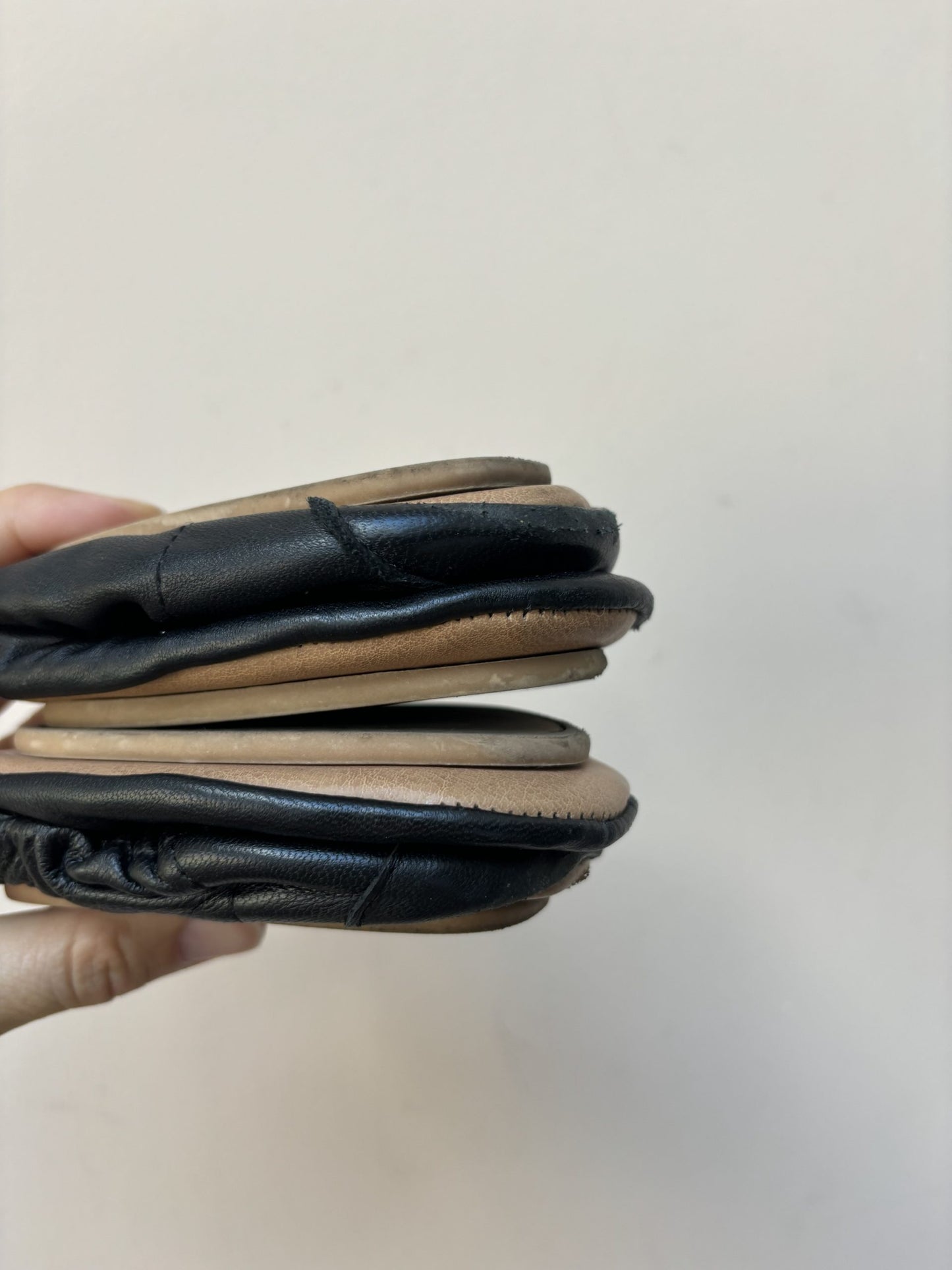 Leather ballet shoes, foldable with drawstring purse size uk4/5