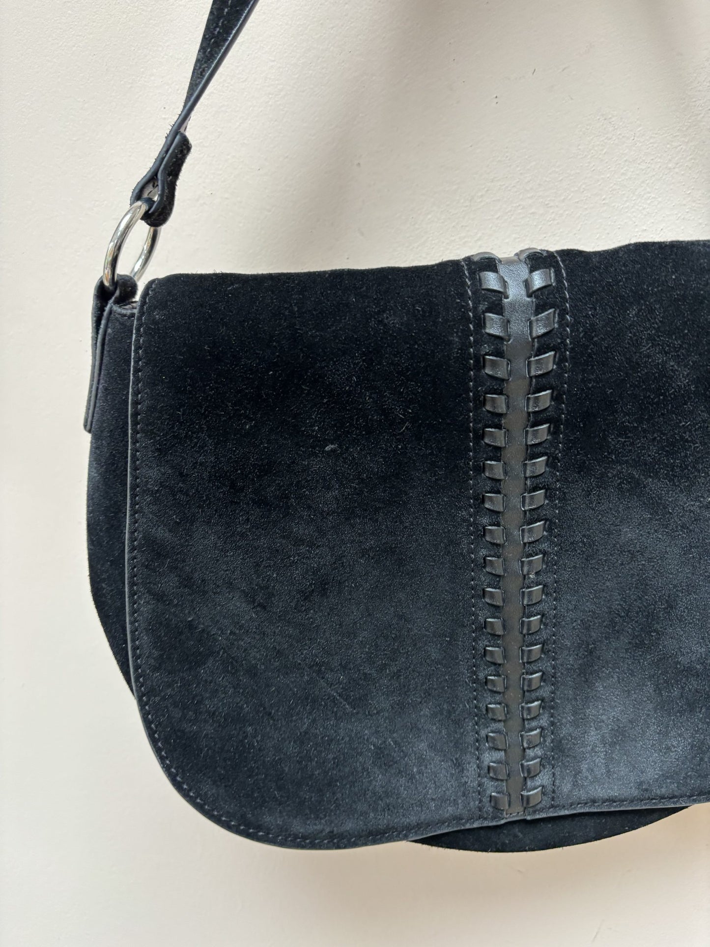 Black suede saddle bag
