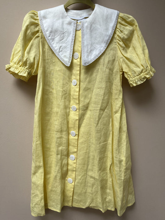 Stunning Sleeper brand linen dress with cotton collar, size XS