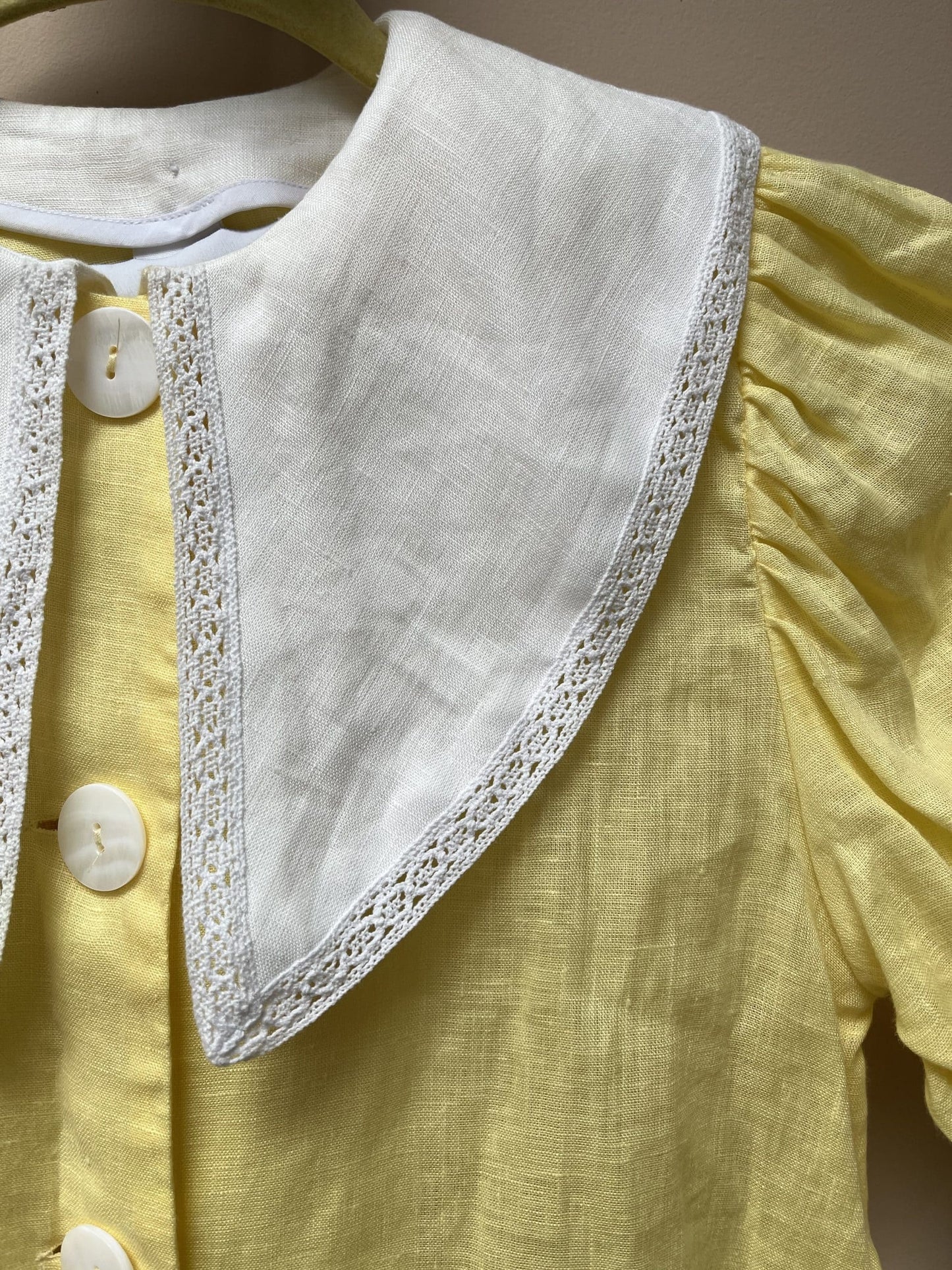 Stunning Sleeper brand linen dress with cotton collar, size XS