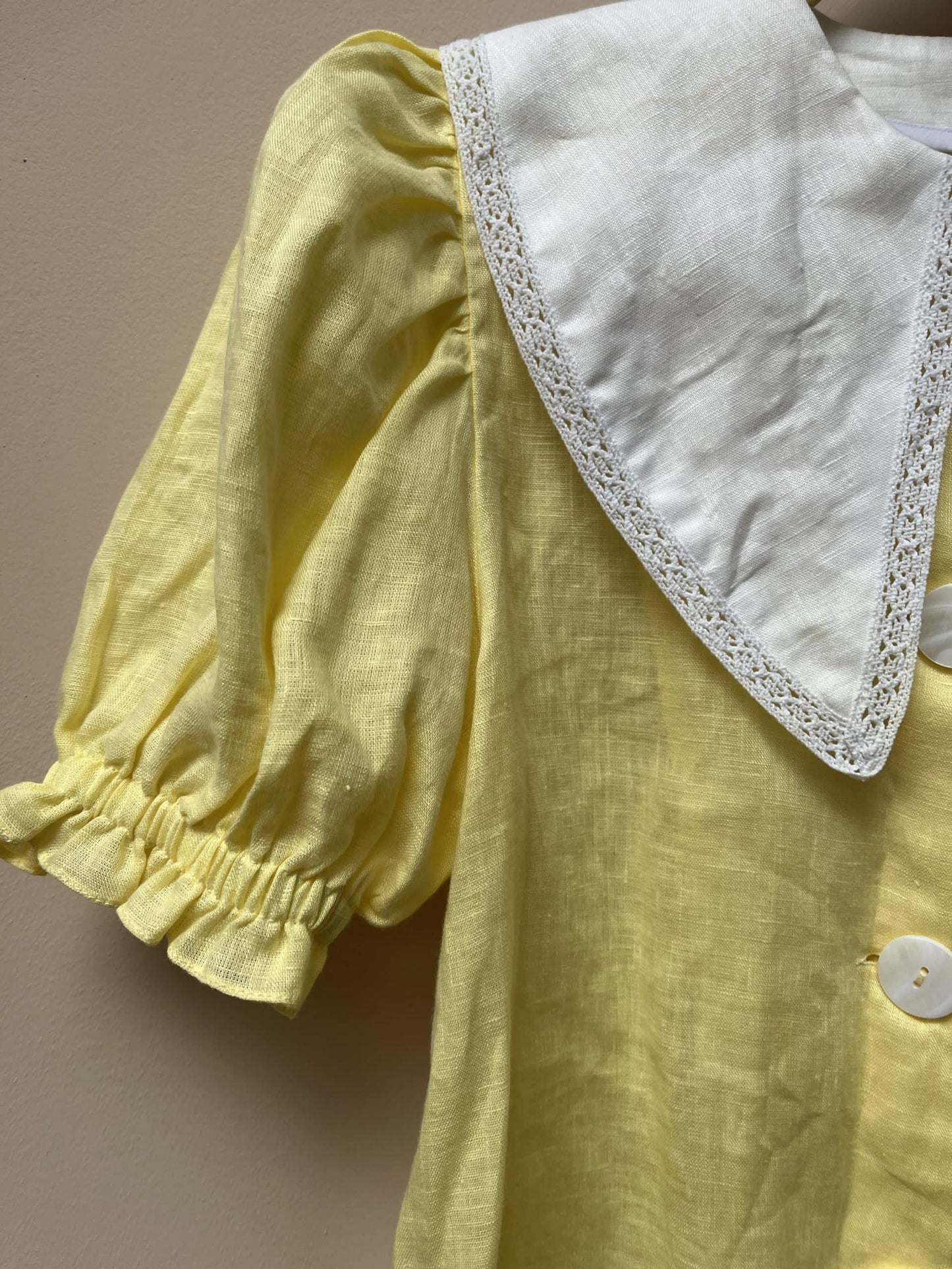 Stunning Sleeper brand linen dress with cotton collar, size XS