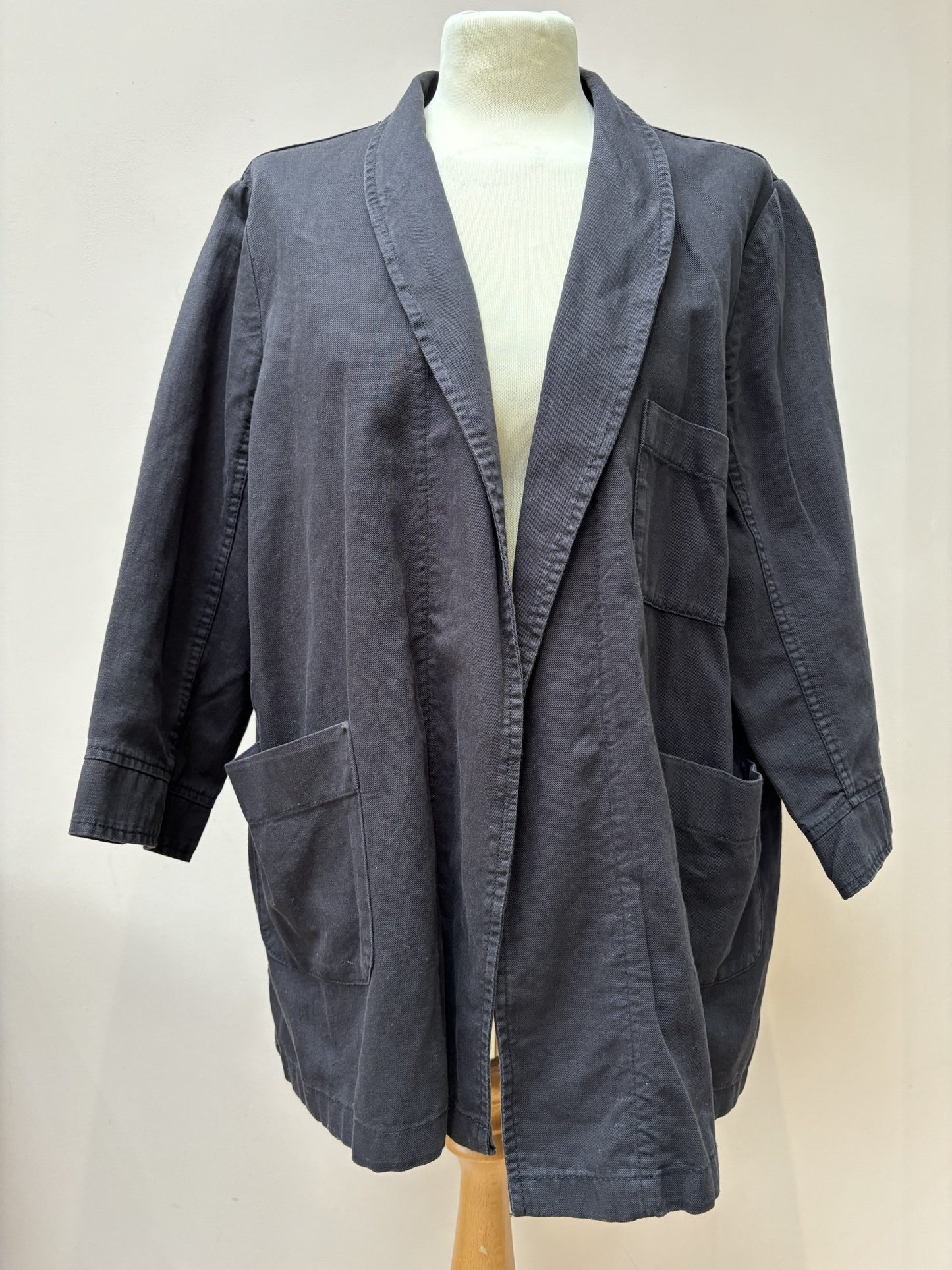 Navy cotton linen mix worker jacket size 10/12