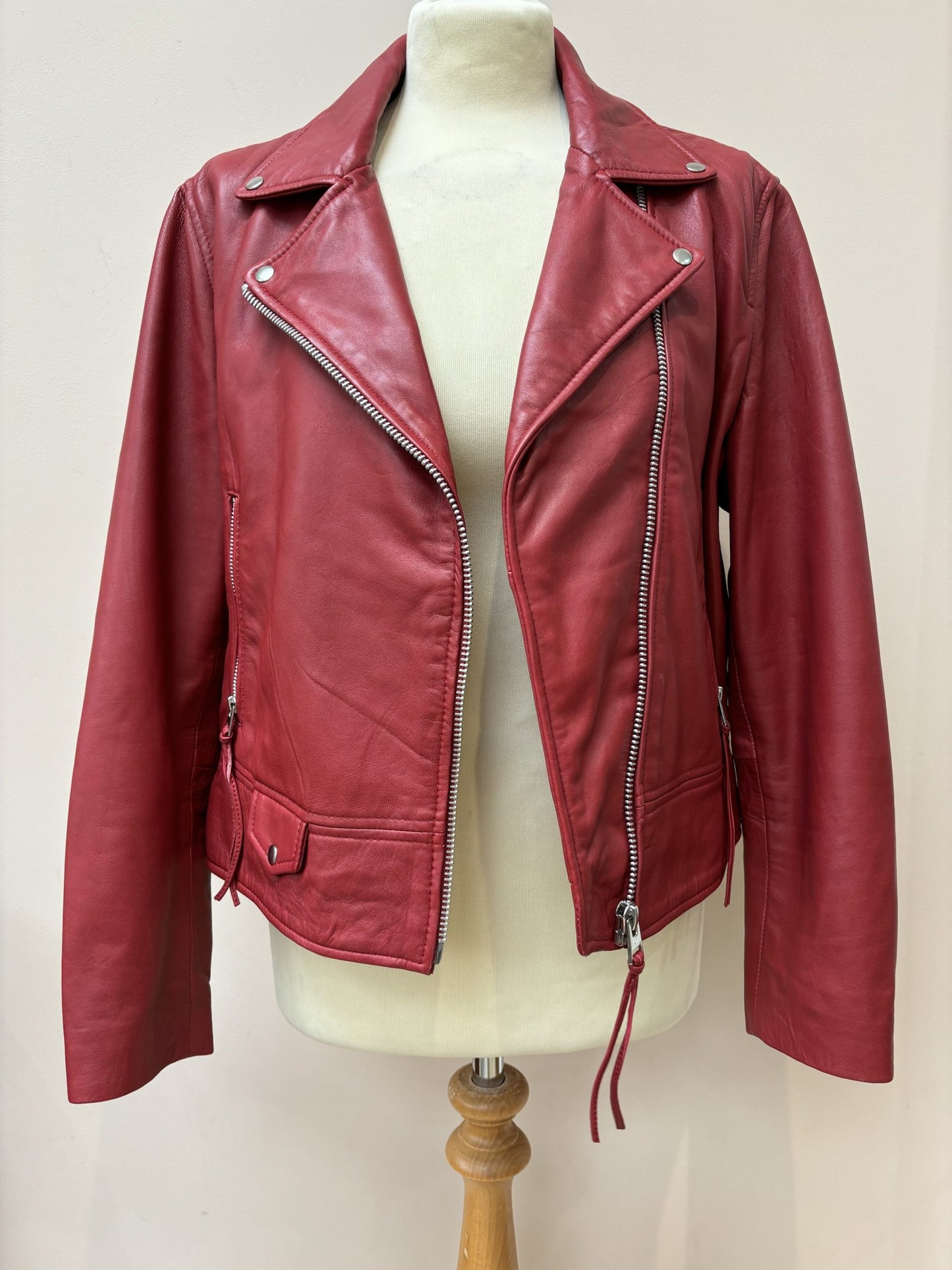 Red leather jacket size 12