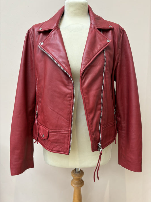 Red leather jacket size 12