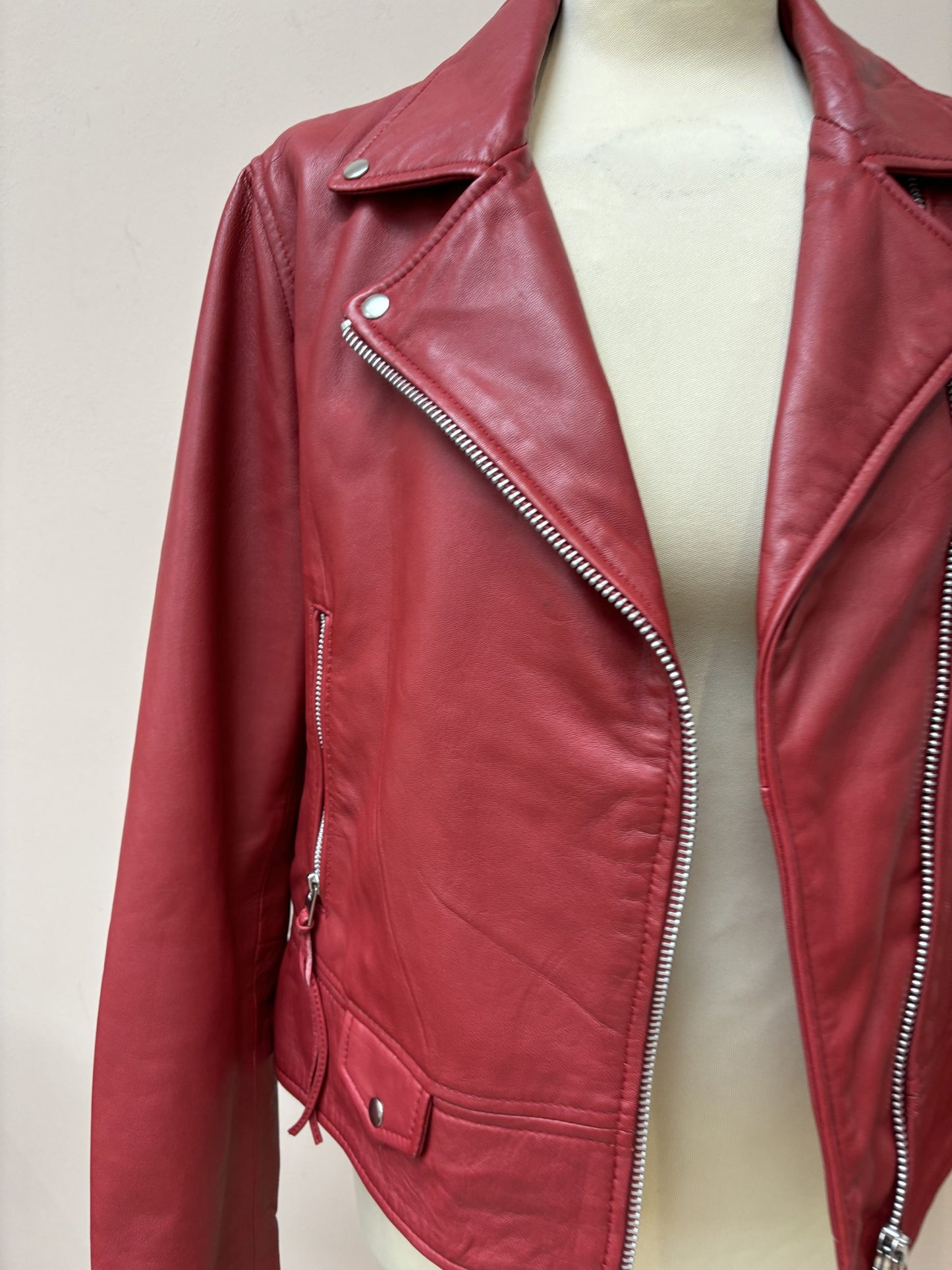 Red leather jacket size 12