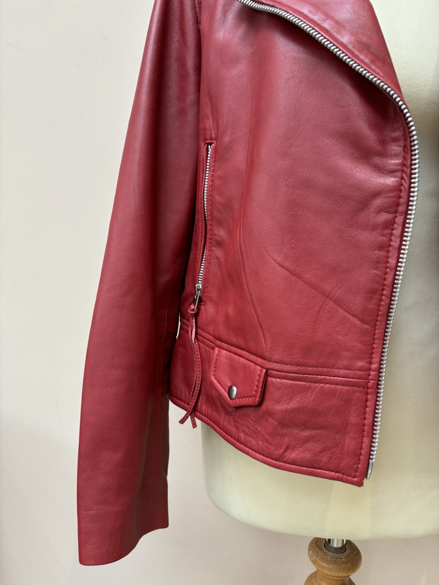 Red leather jacket size 12